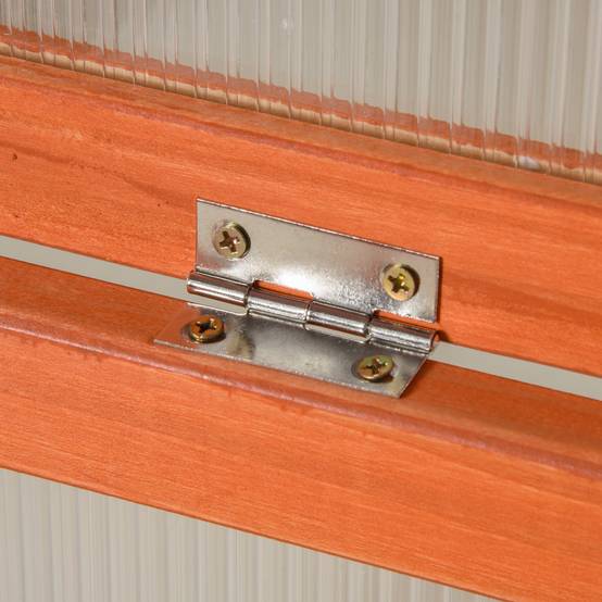 Mini serre bois sapin polycarbonate pour semis croissance toit ouvrant 90x46x40cm orange - ComfortXL Outdoor Living - Image 10