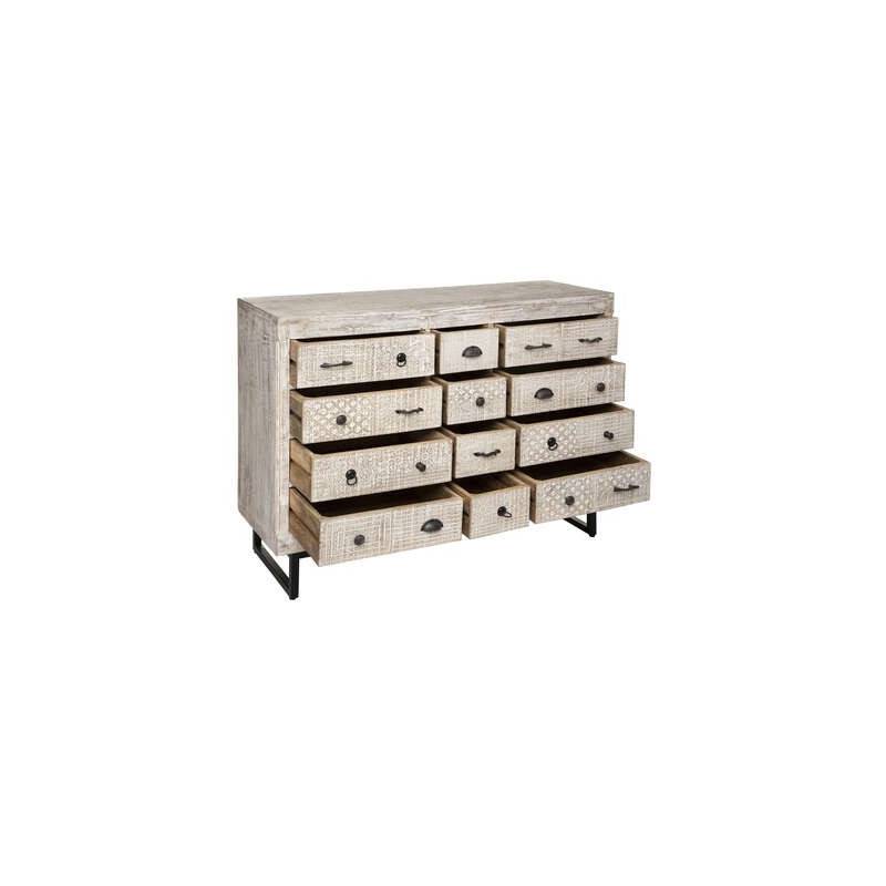 Commode 12 tiroirs Ajay manguier sculpté Atmosphera - Image 3
