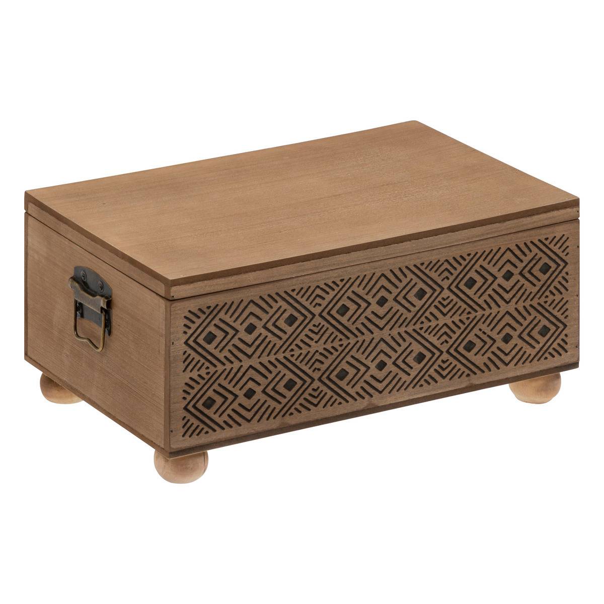 Set de 2 Malles de rangement en bois marron gravé L 51 et L 41 cm - Image 5