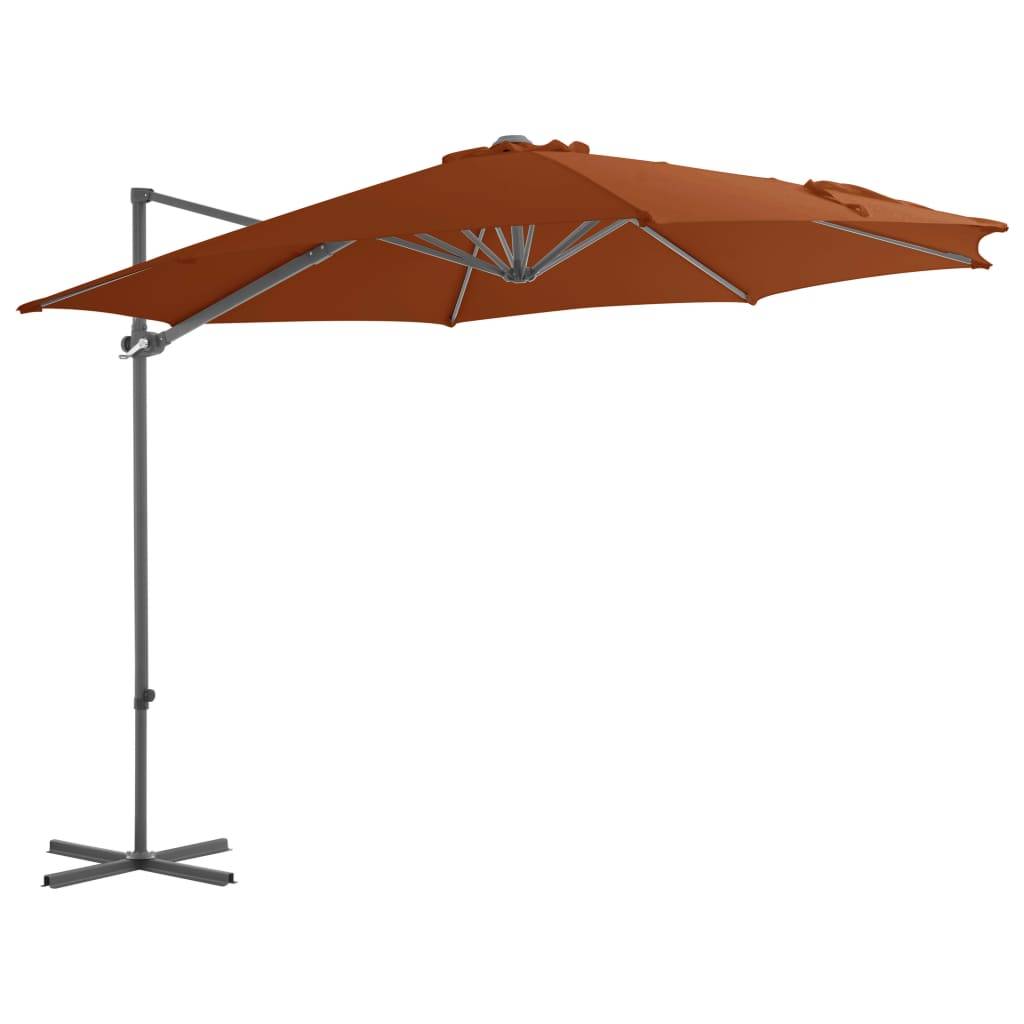 Helloshop26 - Parasol déporté avec mât en acier 300 cm orange - Image 1
