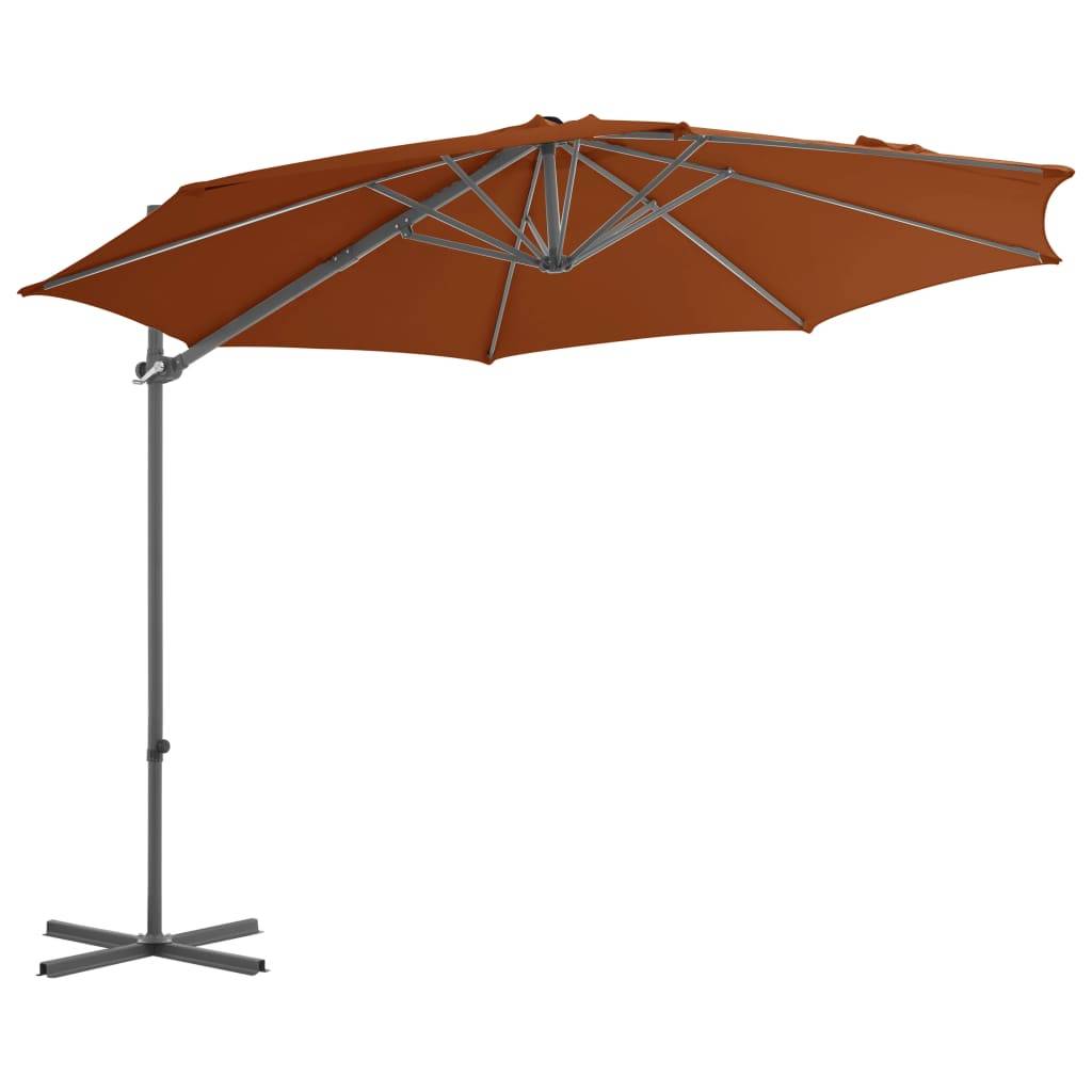 Helloshop26 - Parasol déporté avec mât en acier 300 cm orange - Image 2