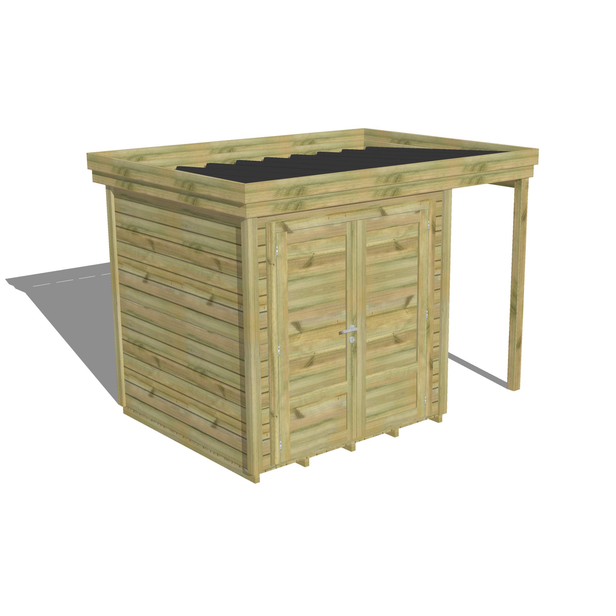 Abri Français - ABRI DE JARDIN bois autoclave 27mm - 3,14x2,14m / 7m2 - Bac acier - Plancher bois - Image 1