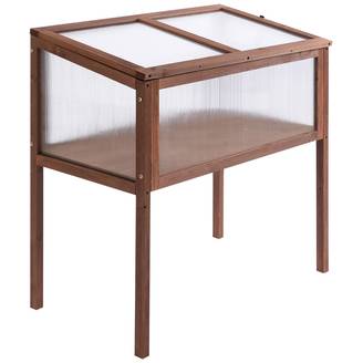 Carré potager sur pied bois sapin balcon toit ouvrant protection froid 90x50x93cm marron - ComfortXL Outdoor Living