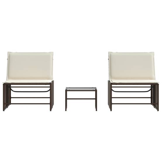 Chaises longues 2 pièces avec table en résine tressée marron 70 x 98 x 40 cm - PANGIVO - Image 6