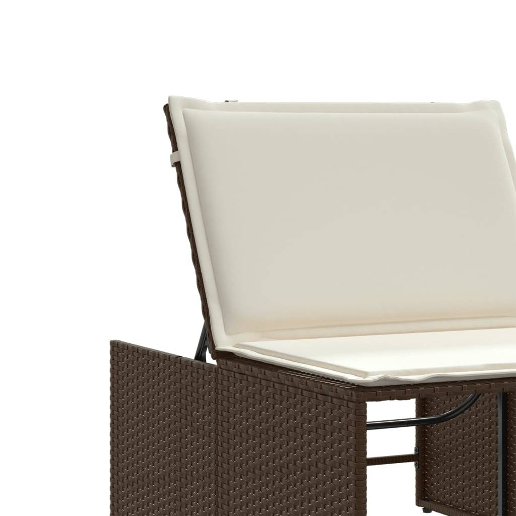 Chaises longues 2 pièces avec table en résine tressée marron 70 x 98 x 40 cm - PANGIVO - Image 10