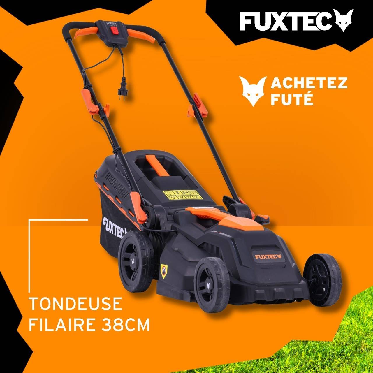 FUXTEC - Tondeuse à Gazon électrique Filaire Poussée - FUXTEC FX-RME38 - 12Kg, Largeur Coupe 38cm, Bac 40L, Hauteur 20mm - 70mm - Image 2