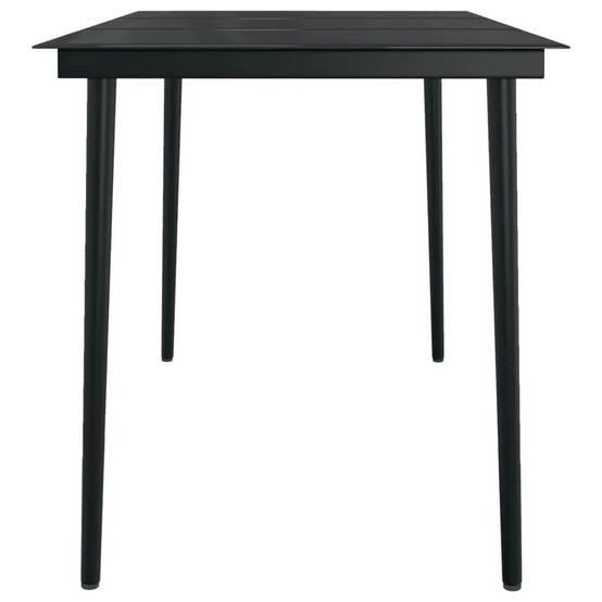Salon Repas pour Terrasse 4 Personnes, Table Rectangulaire et Chaises Acier Aspect Rotin Noir – ComfortXL Outdoor Living - Image 3