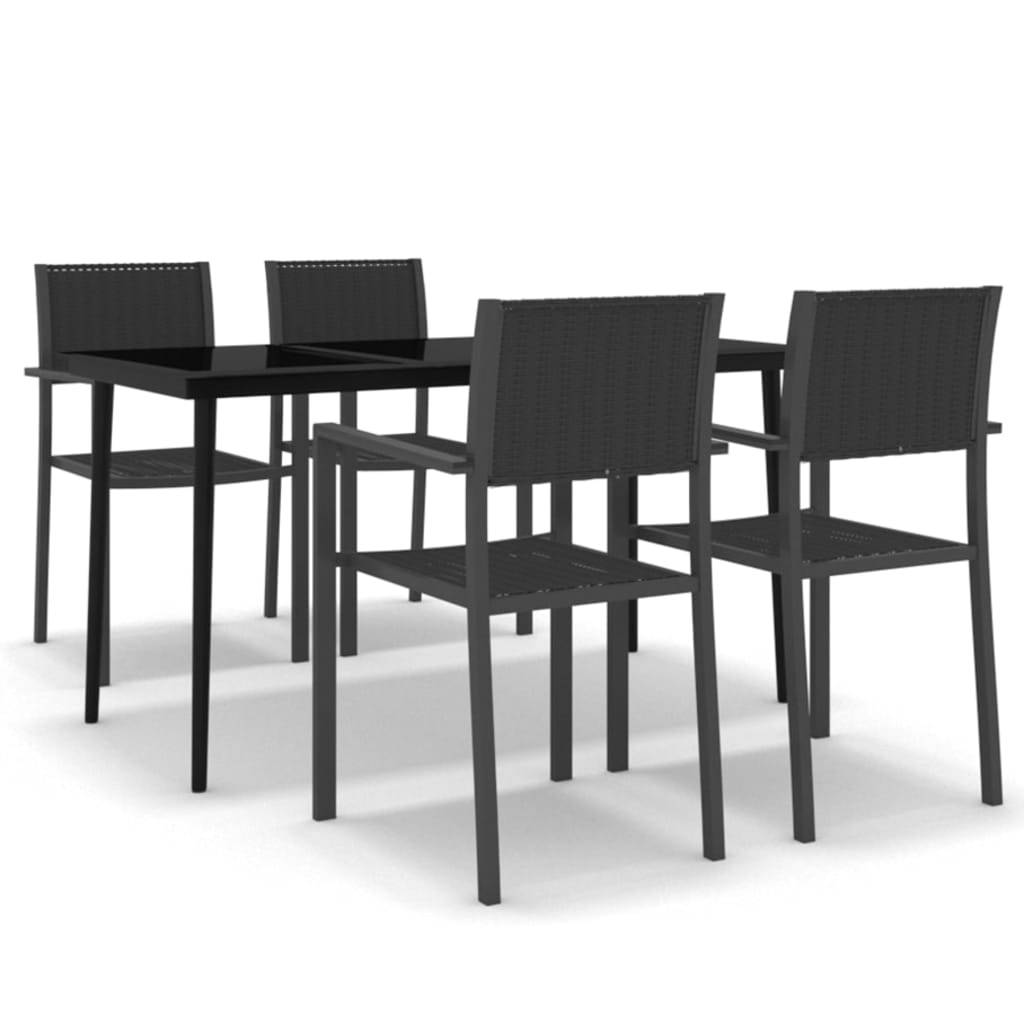 Salon Repas pour Terrasse 4 Personnes, Table Rectangulaire et Chaises Acier Aspect Rotin Noir – ComfortXL Outdoor Living - Image 2