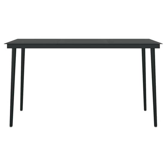 Salon Repas pour Terrasse 4 Personnes, Table Rectangulaire et Chaises Acier Aspect Rotin Noir – ComfortXL Outdoor Living - Image 10