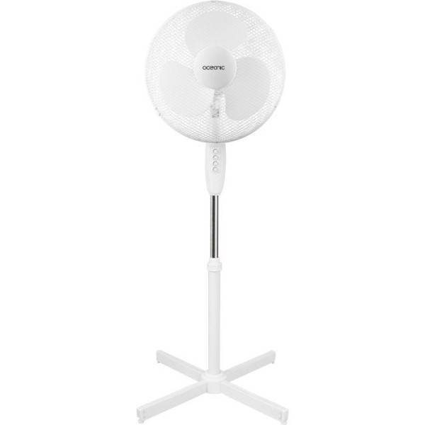 Ventilateur de pied OCEANIC - 45W - Diametre 41 cm - 3 vitesses - Oscillant - Inclinable - Blanc - Image 1