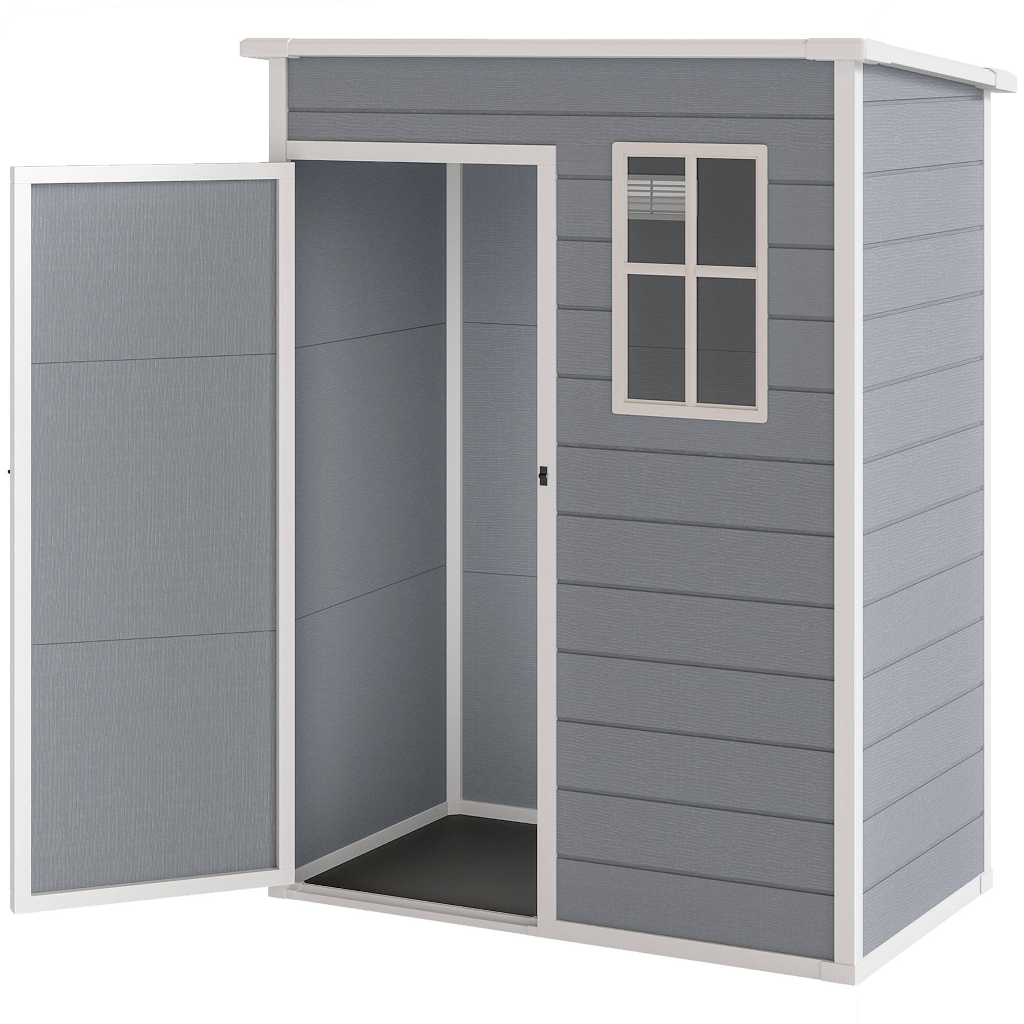 Abri de jardin avec porte verrouillable, fenêtre et aération, gris - Image 2