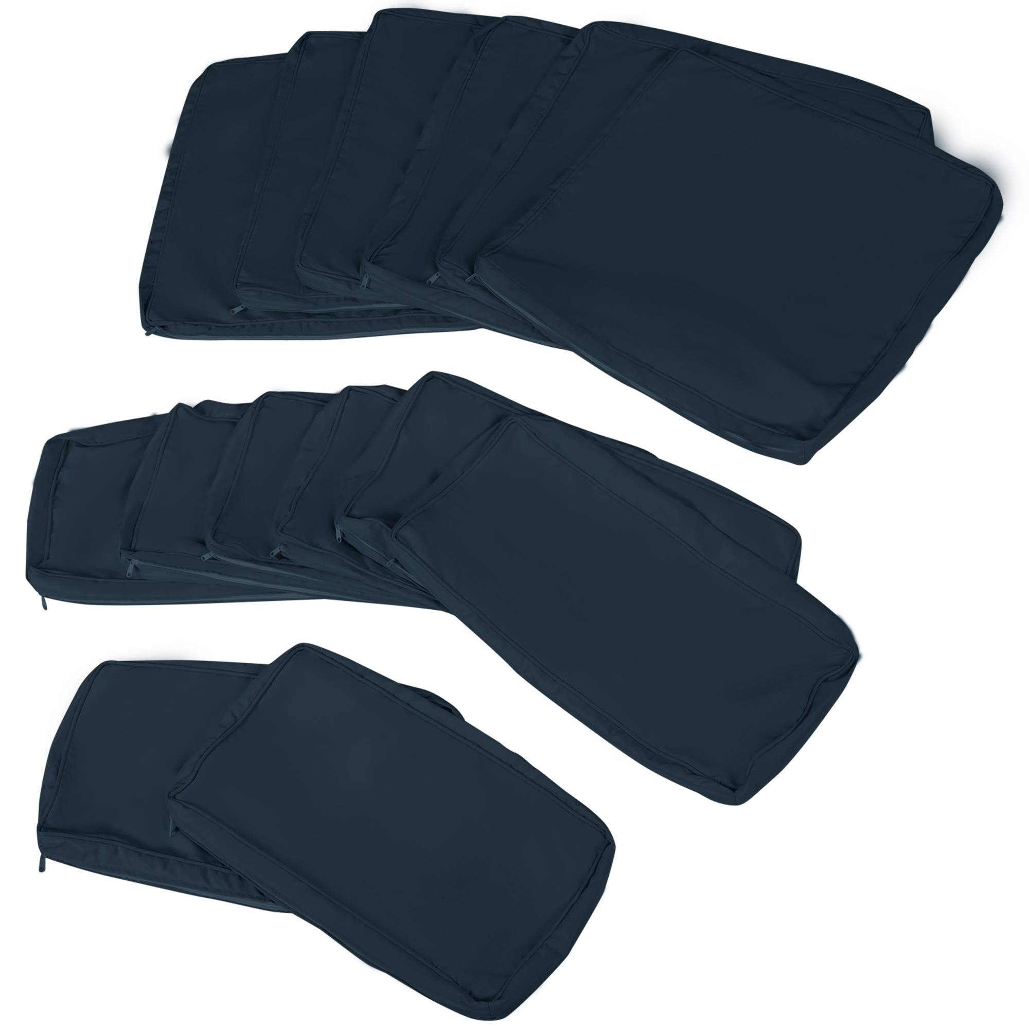 Lot de 14 Housses de Rechange Coussins Salon de Jardin - 6 Housses Coussin d'assise, 8 Housses Coussin Dossier Bleu - Image 9
