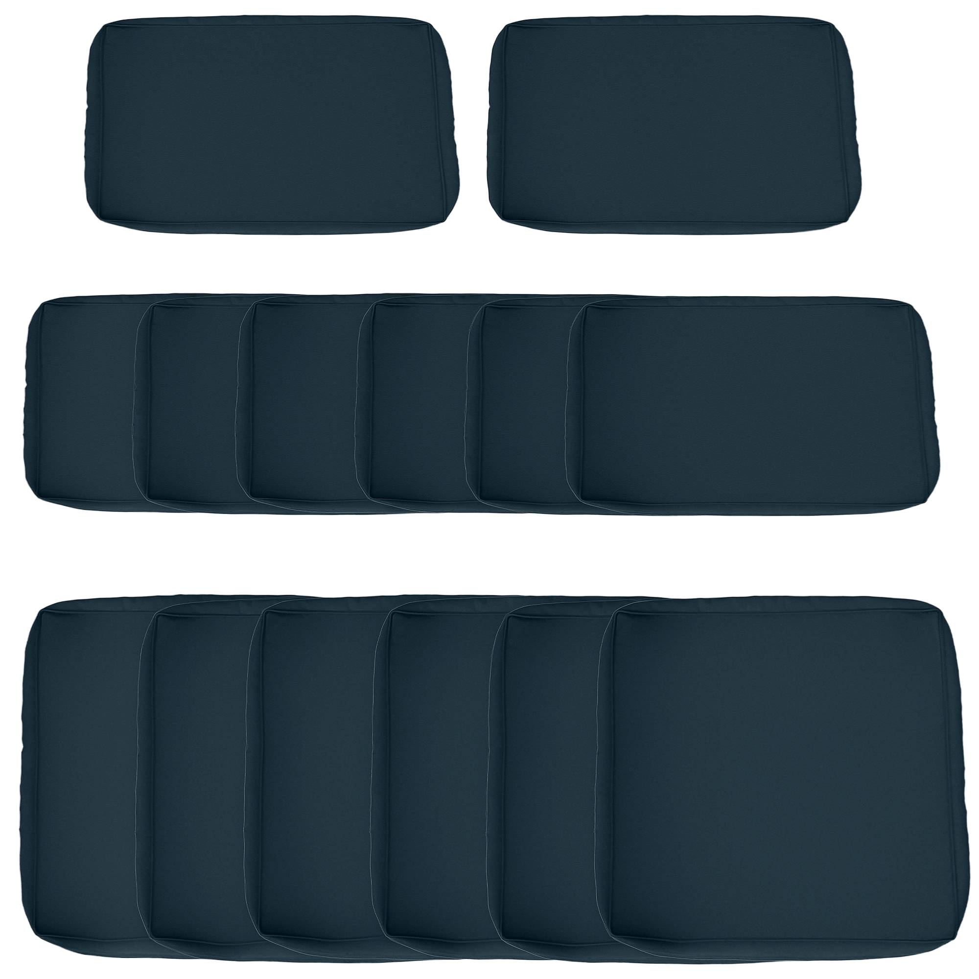 Lot de 14 Housses de Rechange Coussins Salon de Jardin - 6 Housses Coussin d'assise, 8 Housses Coussin Dossier Bleu - Image 1