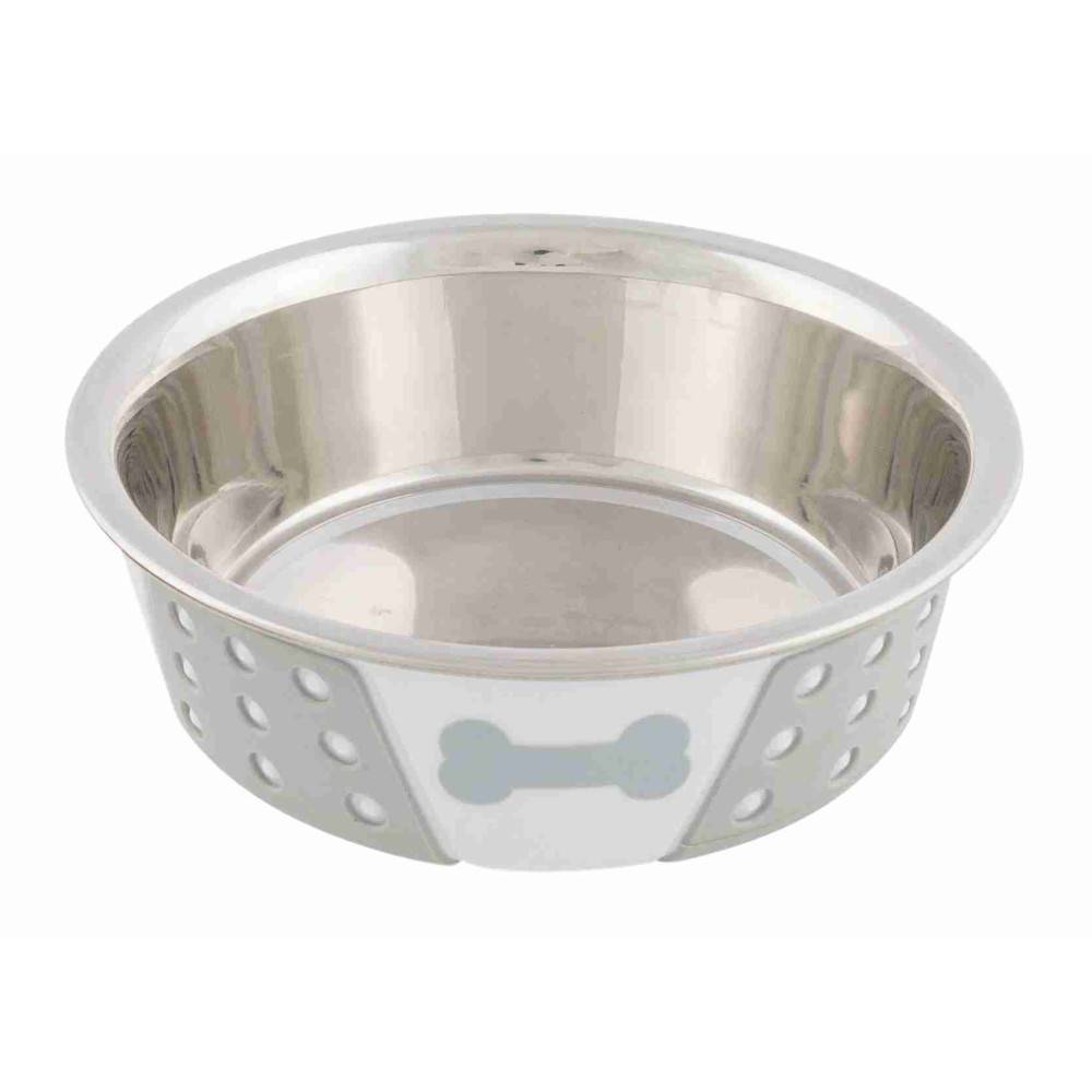 Trixie - Écuelle en acier inox avec silicone et motif,400 ml, ø 14 cm, pour chien ou chat
