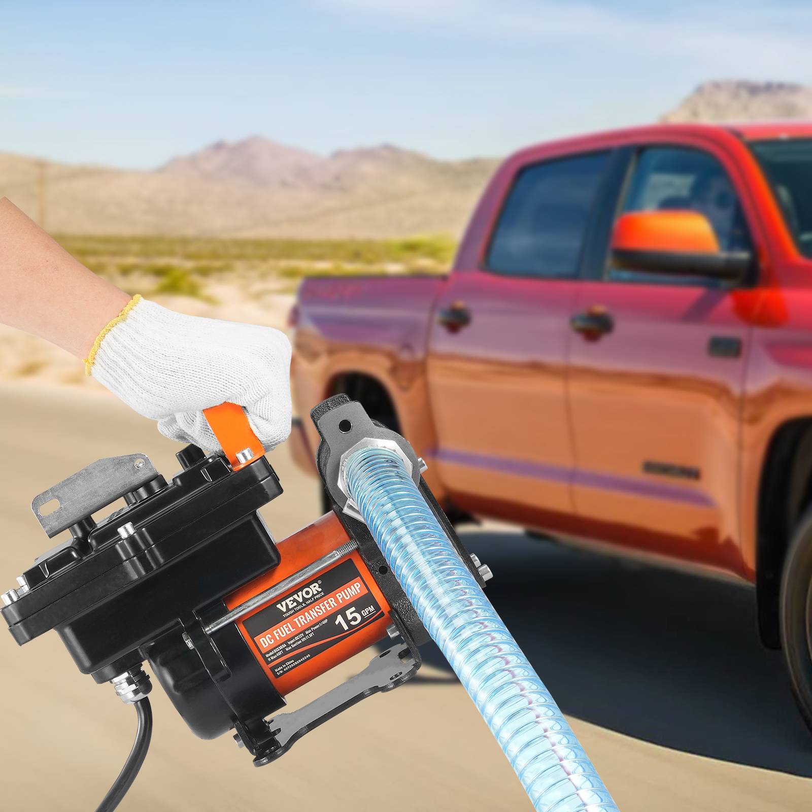 VEVOR Pompe diesel 12V, 15 GPM, 1/4 HP, portable avec buse auto-arrêt, multi-carburants. - Image 8