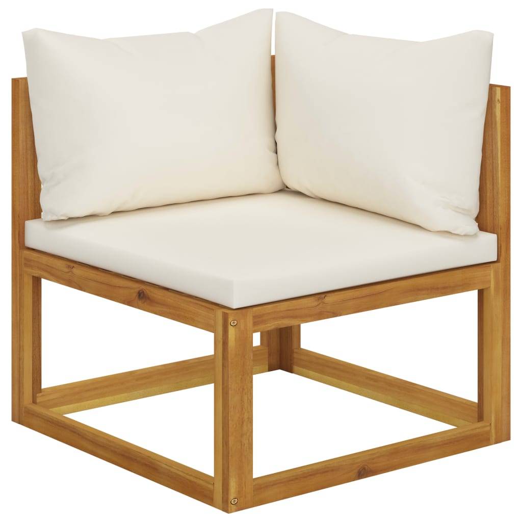 Helloshop26 - Salon de jardin meuble d'extérieur ensemble de mobilier 9 pièces avec coussin crème bois d'acacia solide - Image 3