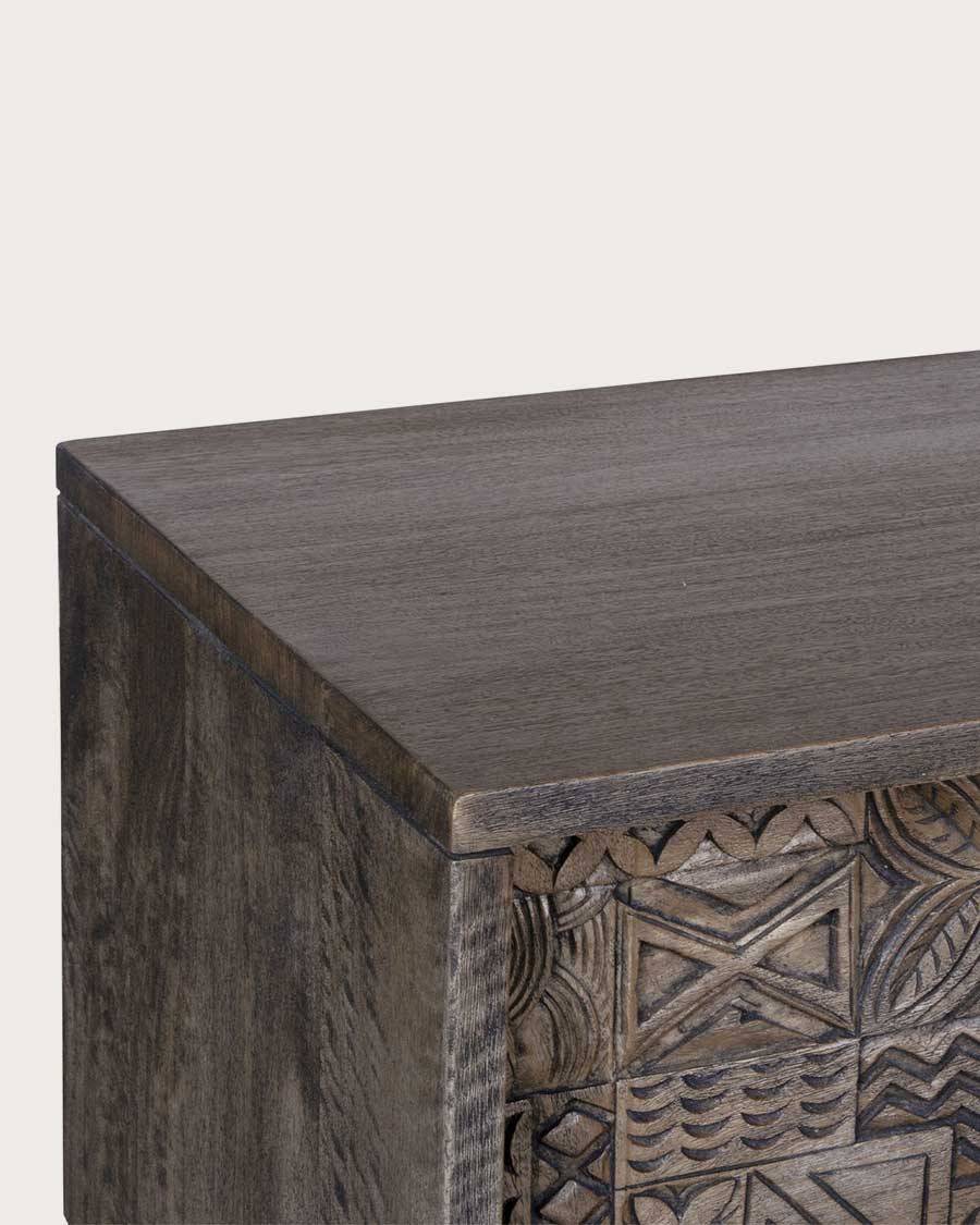 Hawaï - Meuble  noir en manguier massif sculpté 160 cm - UNIQKA - Image 6