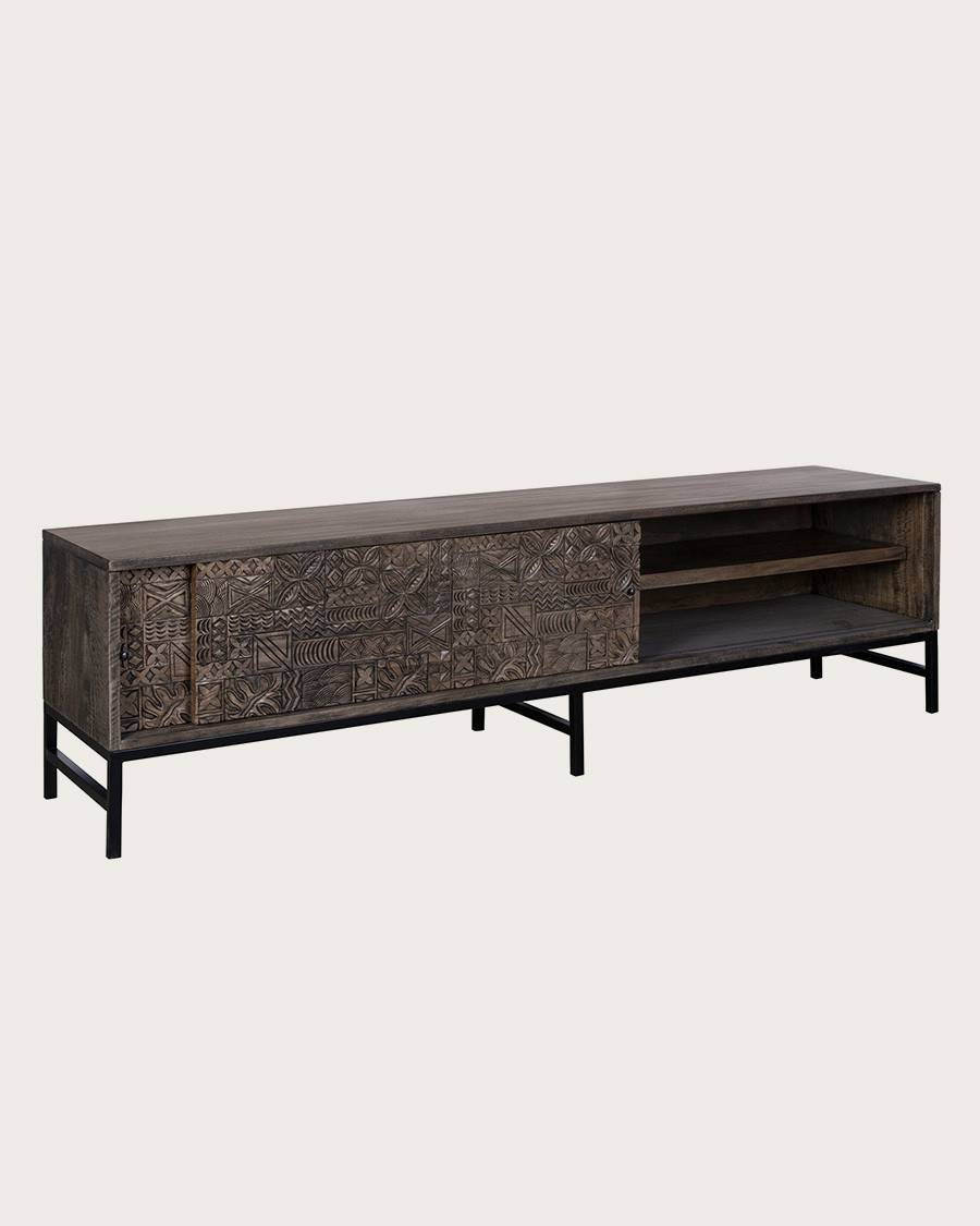 Hawaï - Meuble  noir en manguier massif sculpté 160 cm - UNIQKA - Image 5