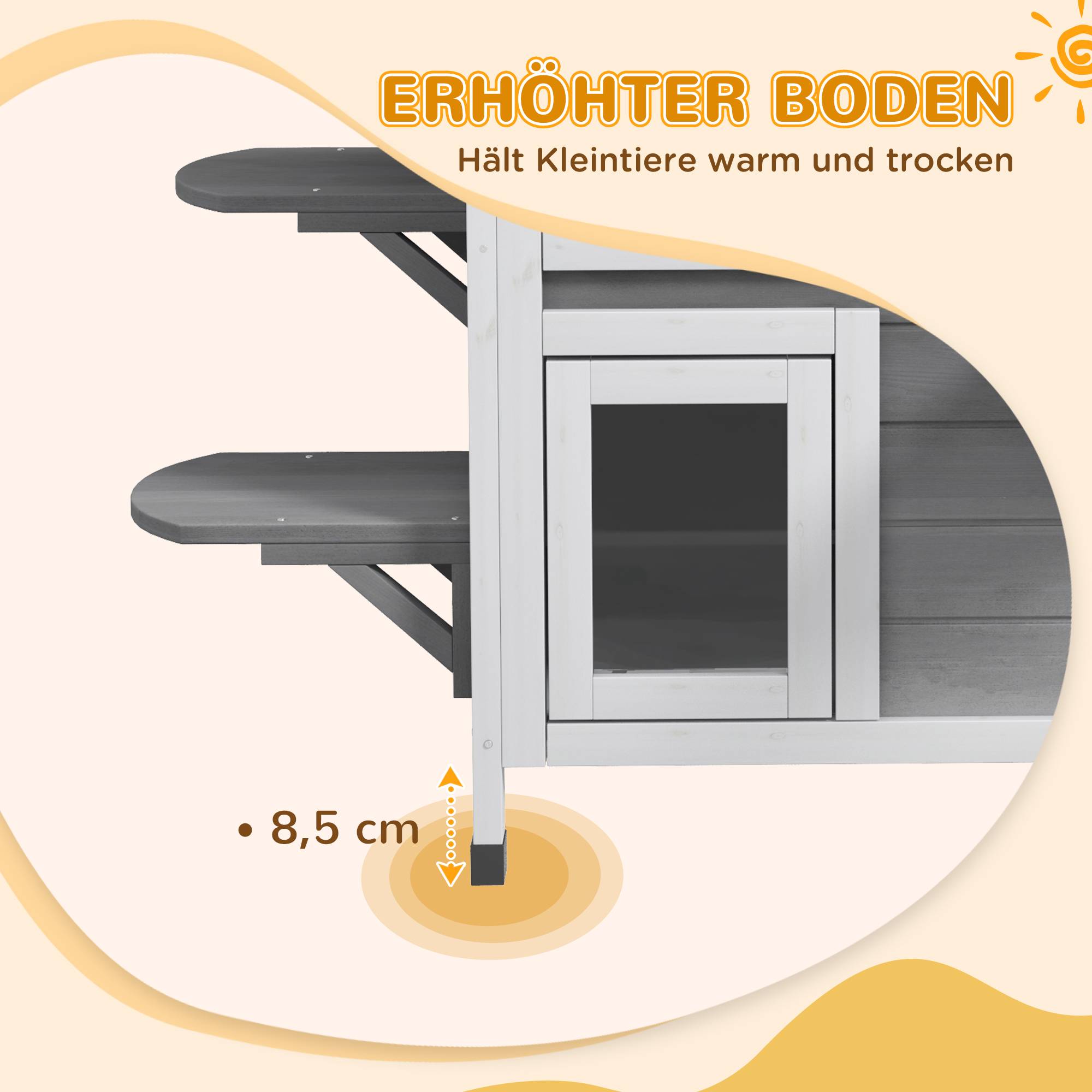 ComfortXL - Maison pour chat en sapin gris et blanc 99,5 x 76 x 91 cm à 2 étages avec toit ouvrant pour intérieur extérieur - Image 6