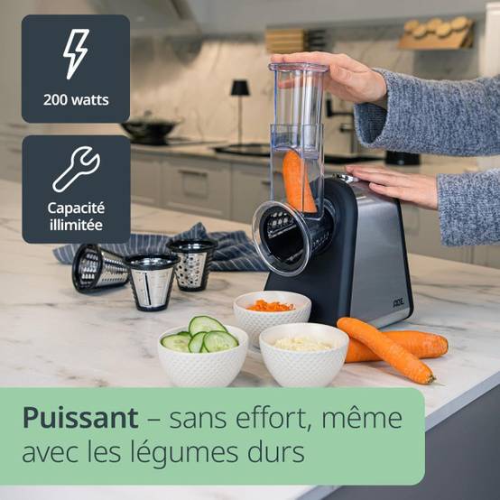 0 - Râpe électrique - ADE - KITCHEN GADGETS - 4 types de Râpes - Acier inoxydable/plastique - 29,2 x 21,3 x 25 cm - Image 6