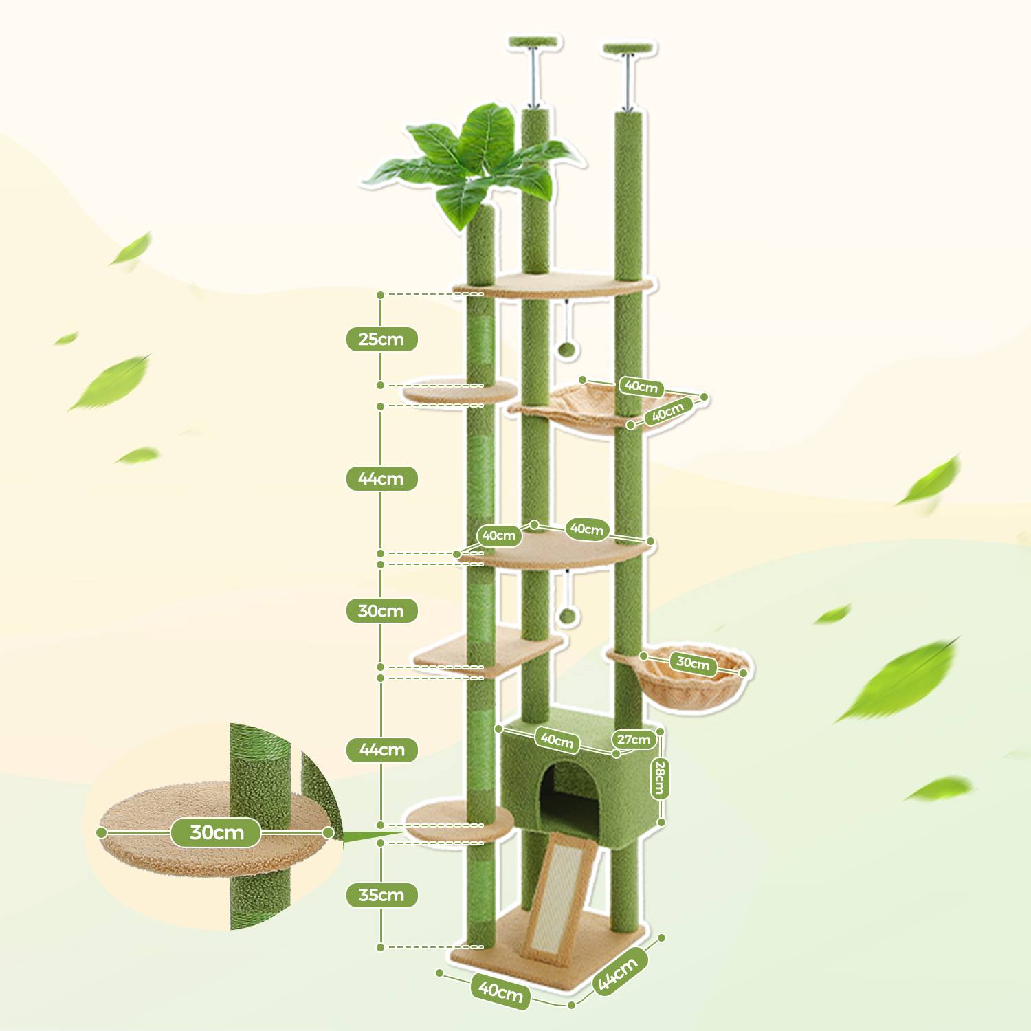 Arbre à Chat du Sol au Plafond Cactus Vert PAWZ Road - Image 2