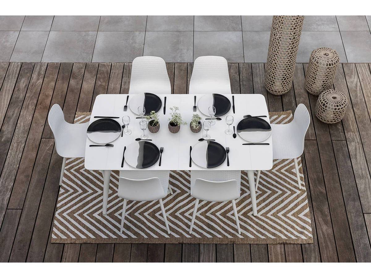Table de jardin rectangulaire en aluminium blanc Corfou avec 4 chaises Malte - 4 places - Jardiline - Image 2