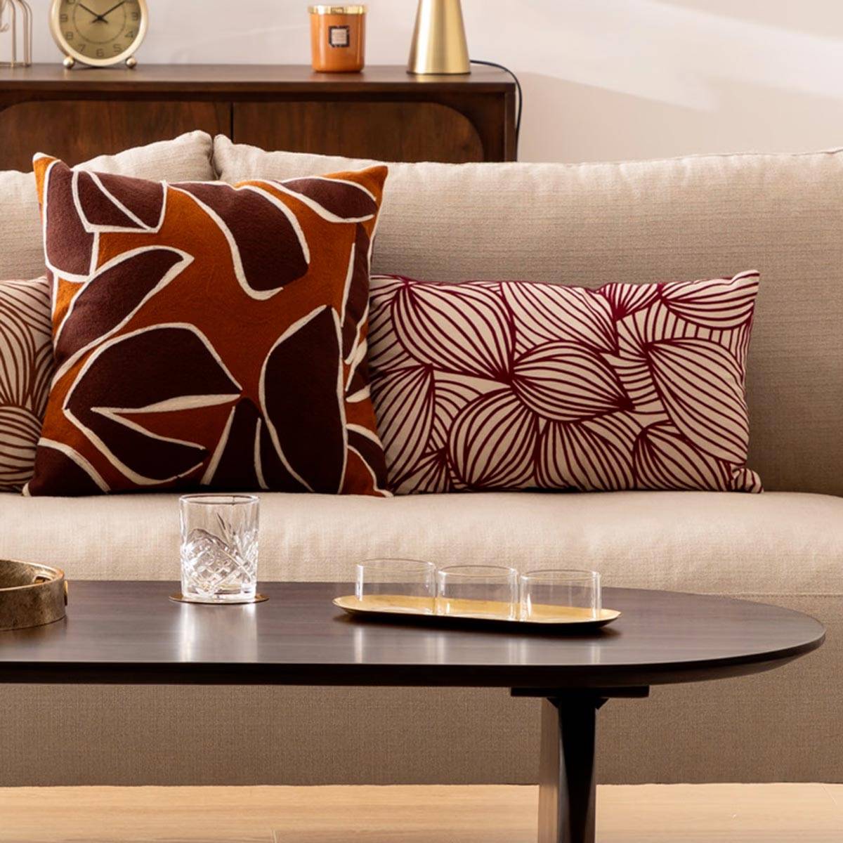 Atmosphera - Coussin floqué en velours motif feuille - ATMOSPHERA - Image 5