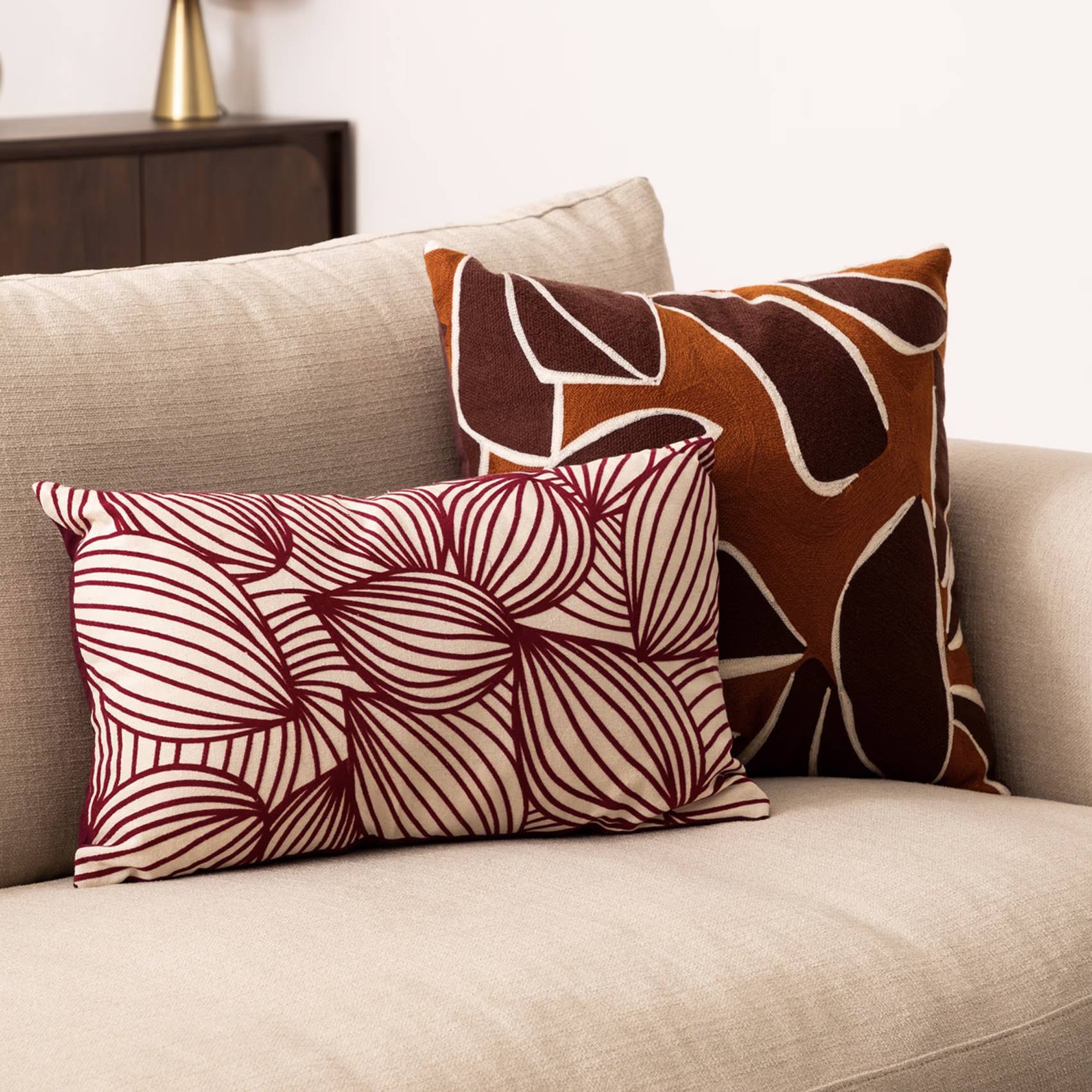 Atmosphera - Coussin floqué en velours motif feuille - ATMOSPHERA - Image 6