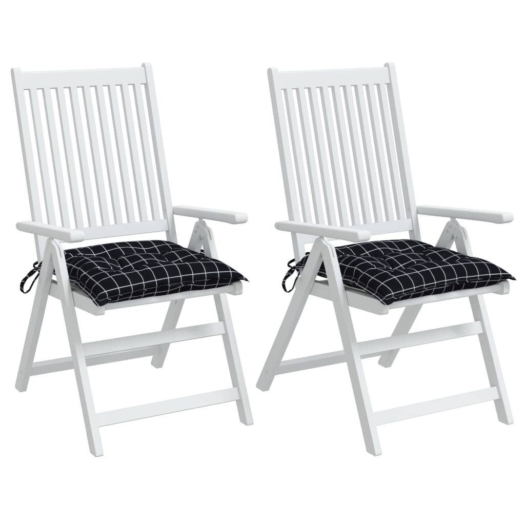 Lot de 2 coussins de chaise polyester carreaux noir 50 x 50 x 7 cm - PANGIVO - Image 4