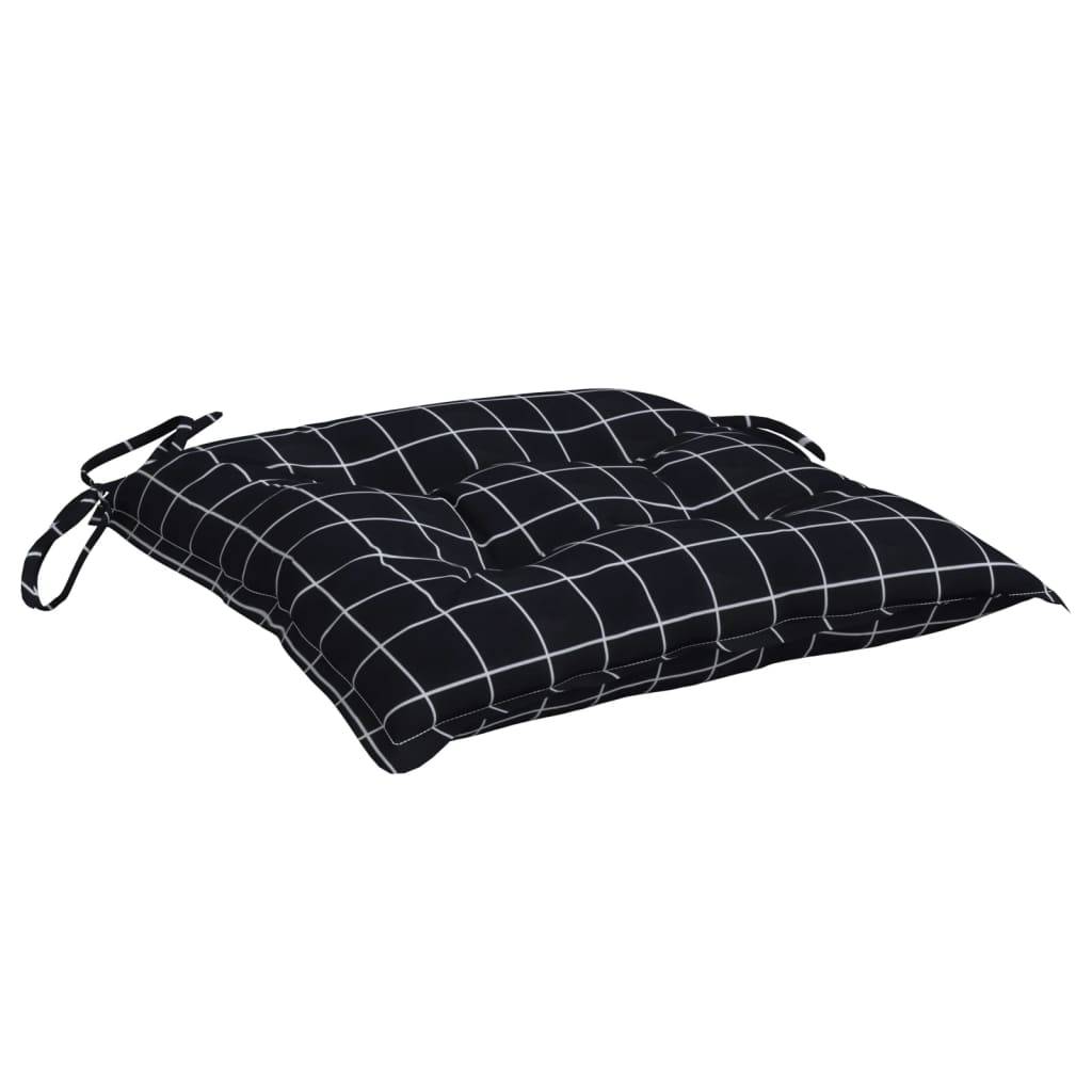 Lot de 2 coussins de chaise polyester carreaux noir 50 x 50 x 7 cm - PANGIVO - Image 5