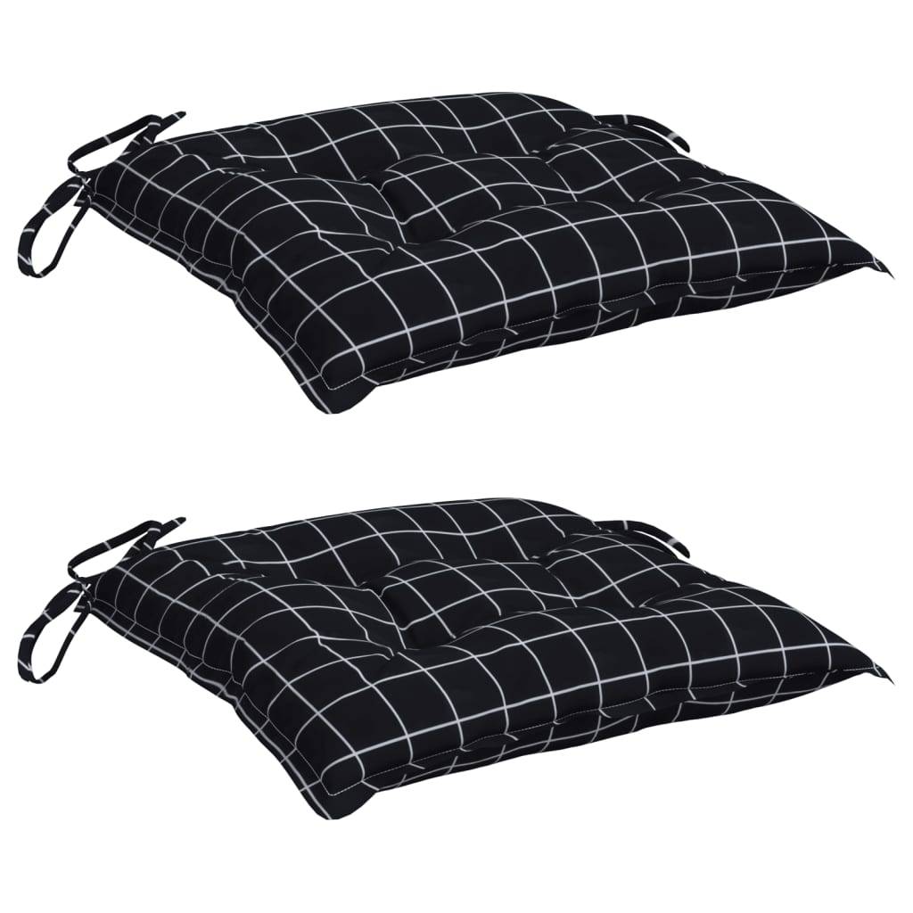 Lot de 2 coussins de chaise polyester carreaux noir 50 x 50 x 7 cm - PANGIVO - Image 3