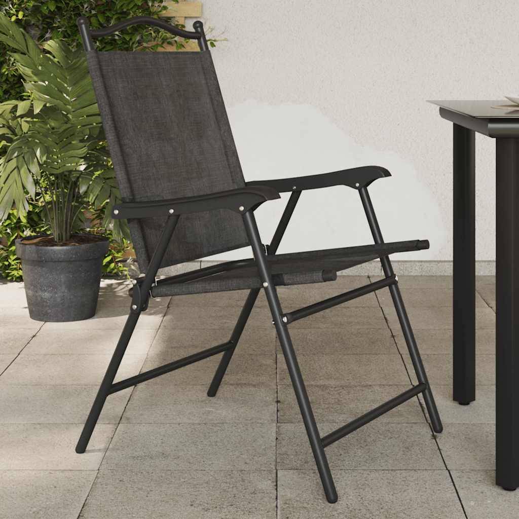 PANGIVO - Chaises de jardin pliables gris mélangé textilène et acier 57,5 x 61 x 95 cm - PANGIVO - Image 1