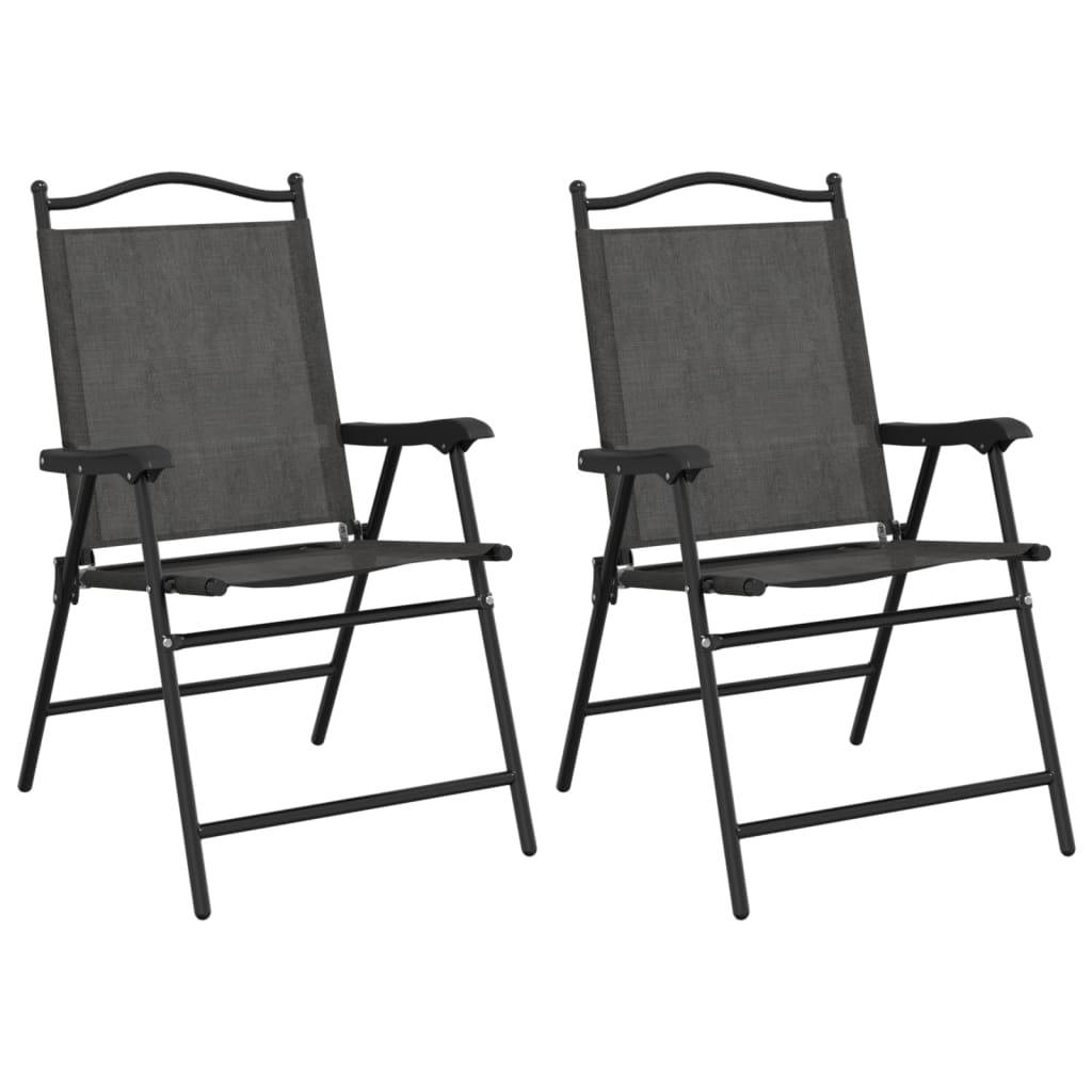 PANGIVO - Chaises de jardin pliables gris mélangé textilène et acier 57,5 x 61 x 95 cm - PANGIVO - Image 2