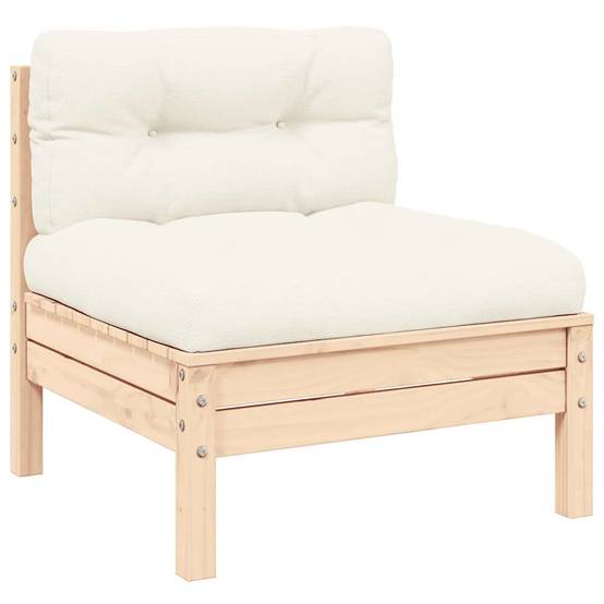 Salon de jardin 3 pcs | Mobilier d'extérieur avec coussins crème Bois de pin massif Maison Chic - Image 1