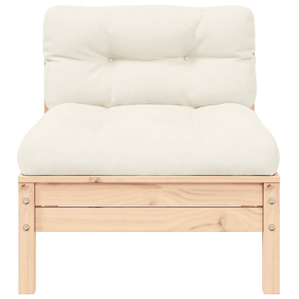 Salon de jardin 3 pcs | Mobilier d'extérieur avec coussins crème Bois de pin massif Maison Chic - Image 3