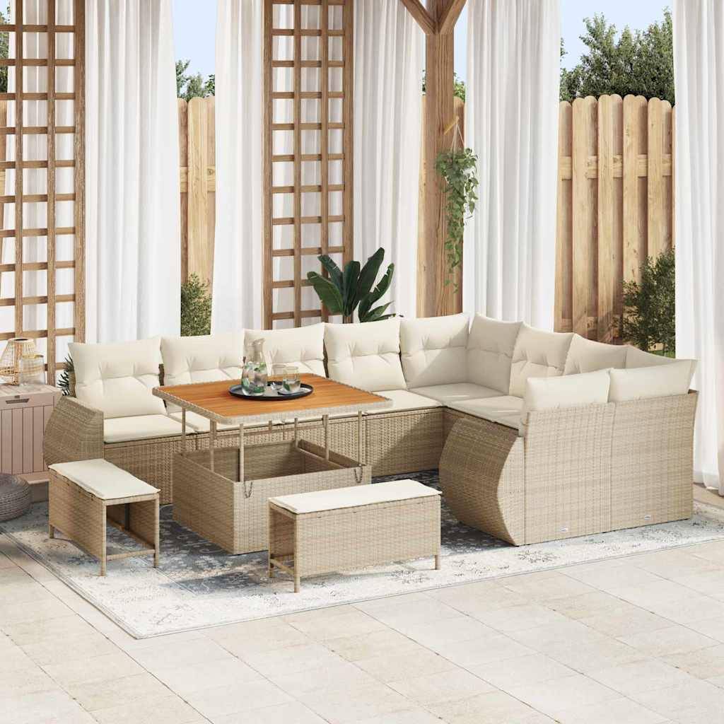 ComfortXL - Canapé Extérieur 12 pcs Résine Tressée Beige Rangement Intégré & Coussins – ComfortXL Outdoor Living - Image 1