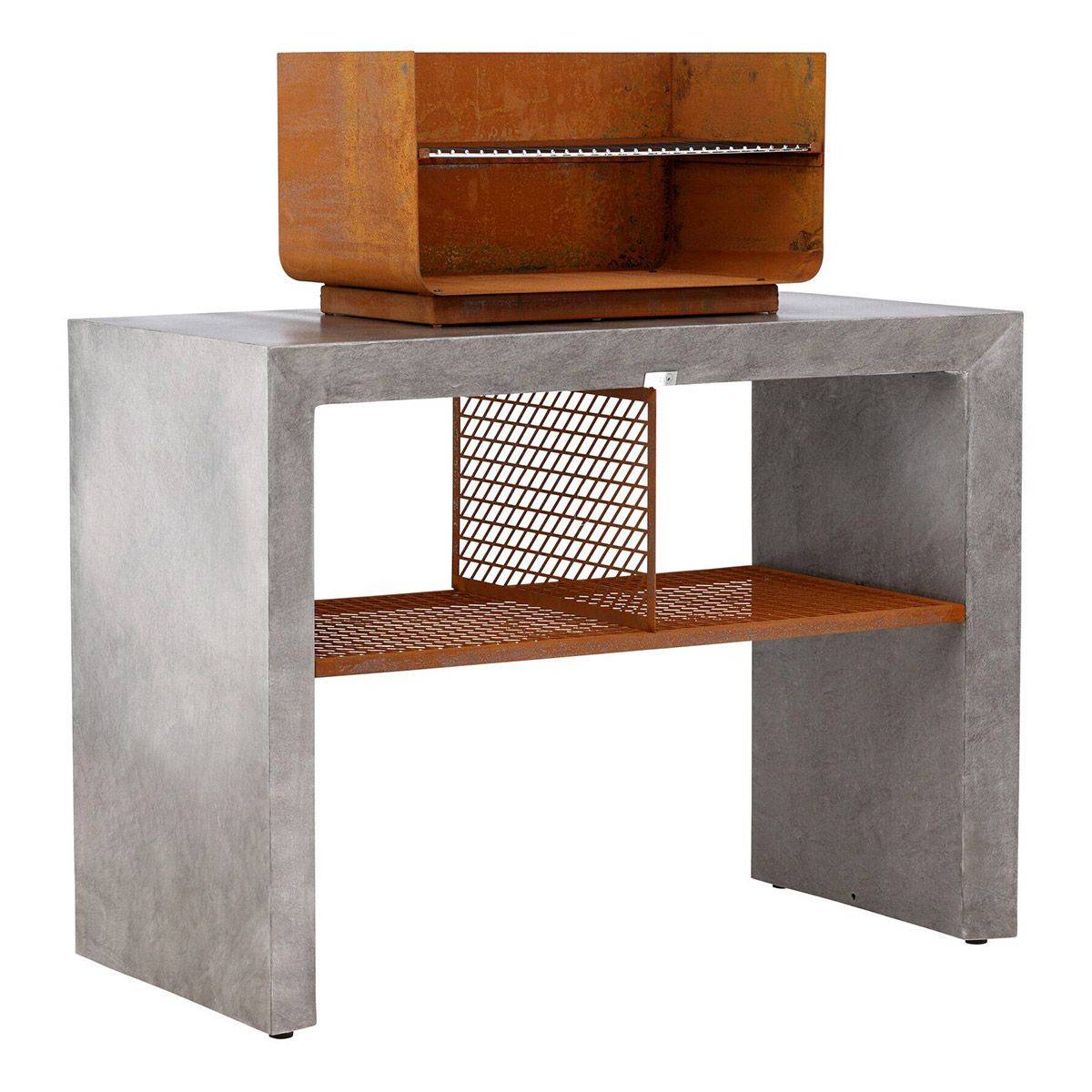 Paris Prix - Meuble Bas d'Extérieur Avec Gril "Velas" 120cm Gris Clair - Image 1