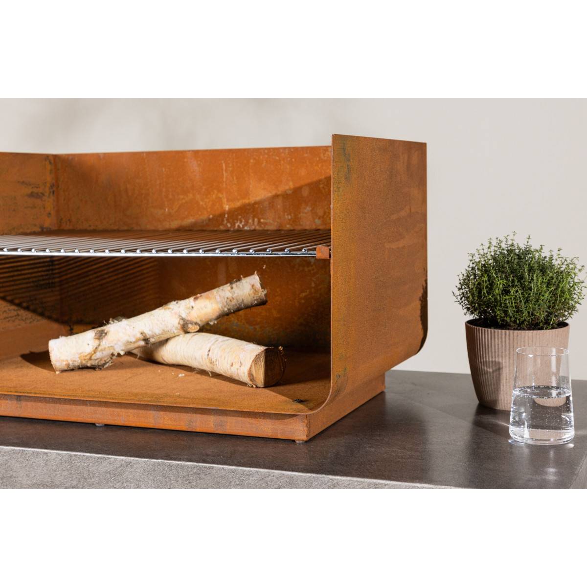 Paris Prix - Meuble Bas d'Extérieur Avec Gril "Velas" 120cm Gris Clair - Image 9