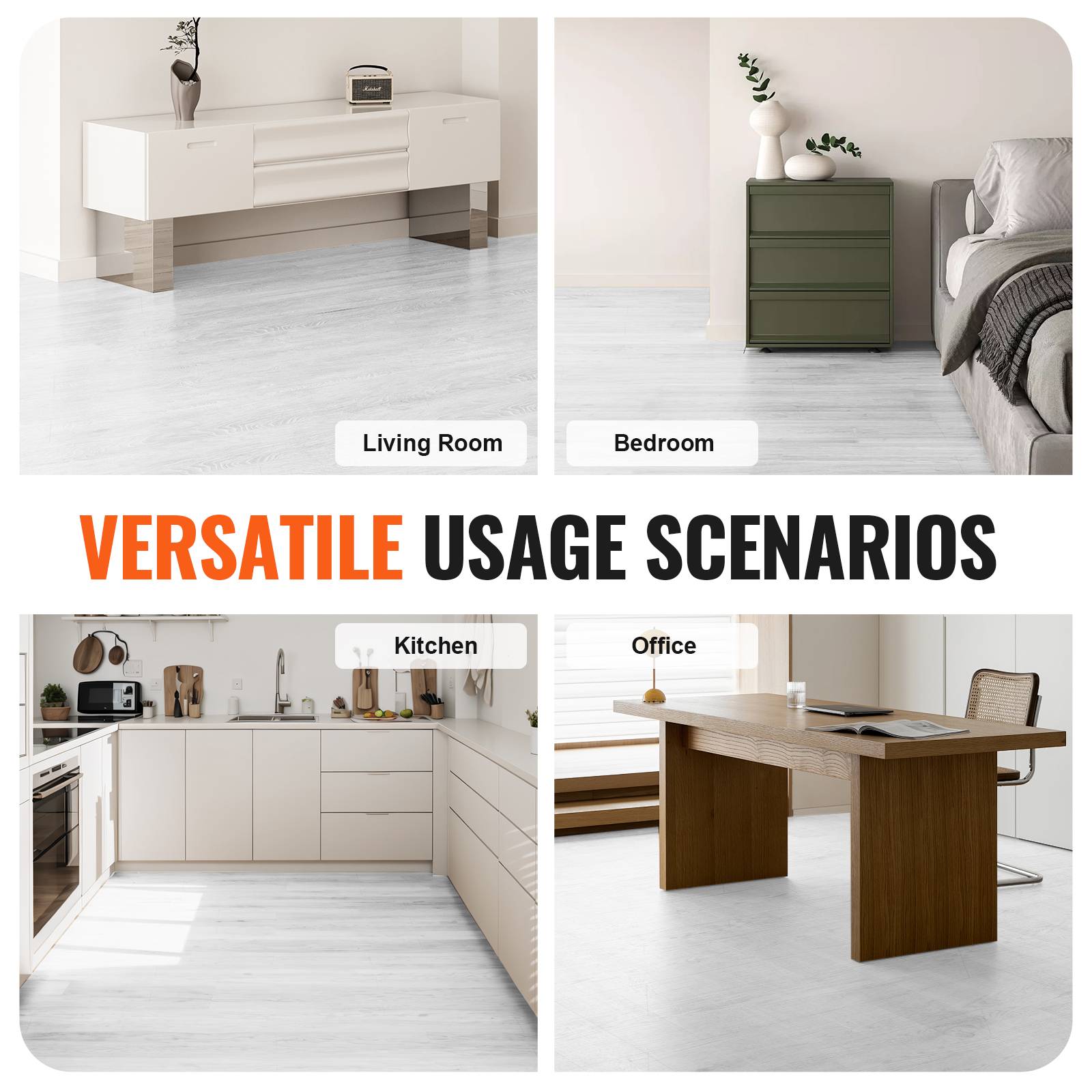 VEVOR Revêtement sol vinyle auto-adhésif, 9900x600 mm, 1,5 mm, bois gris clair. À décoller. - Image 6