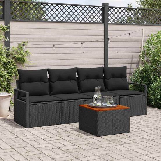 ComfortXL - Salon de Jardin Noir 4 Places – Bois d'Acacia & Résine, Avec Rangement Intégré – ComfortXL Outdoor Living - Image 1