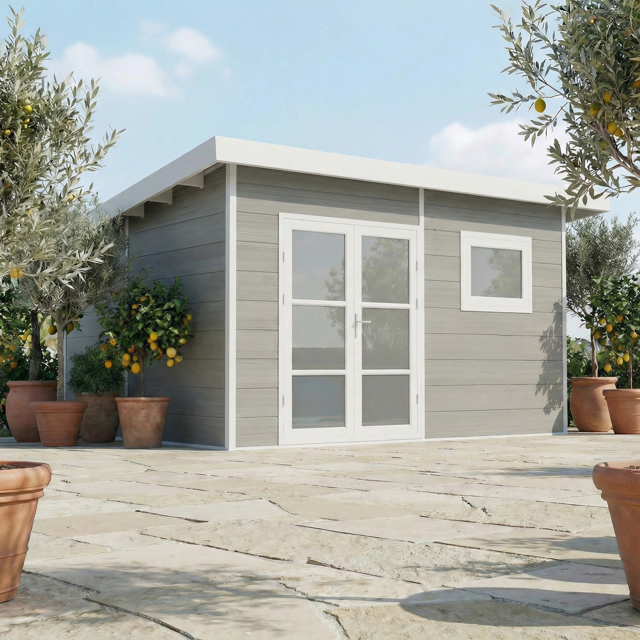 Abri de Jardin Composite ALMA - 15m2 Gris clair - Cabane de Jardin - Image 1