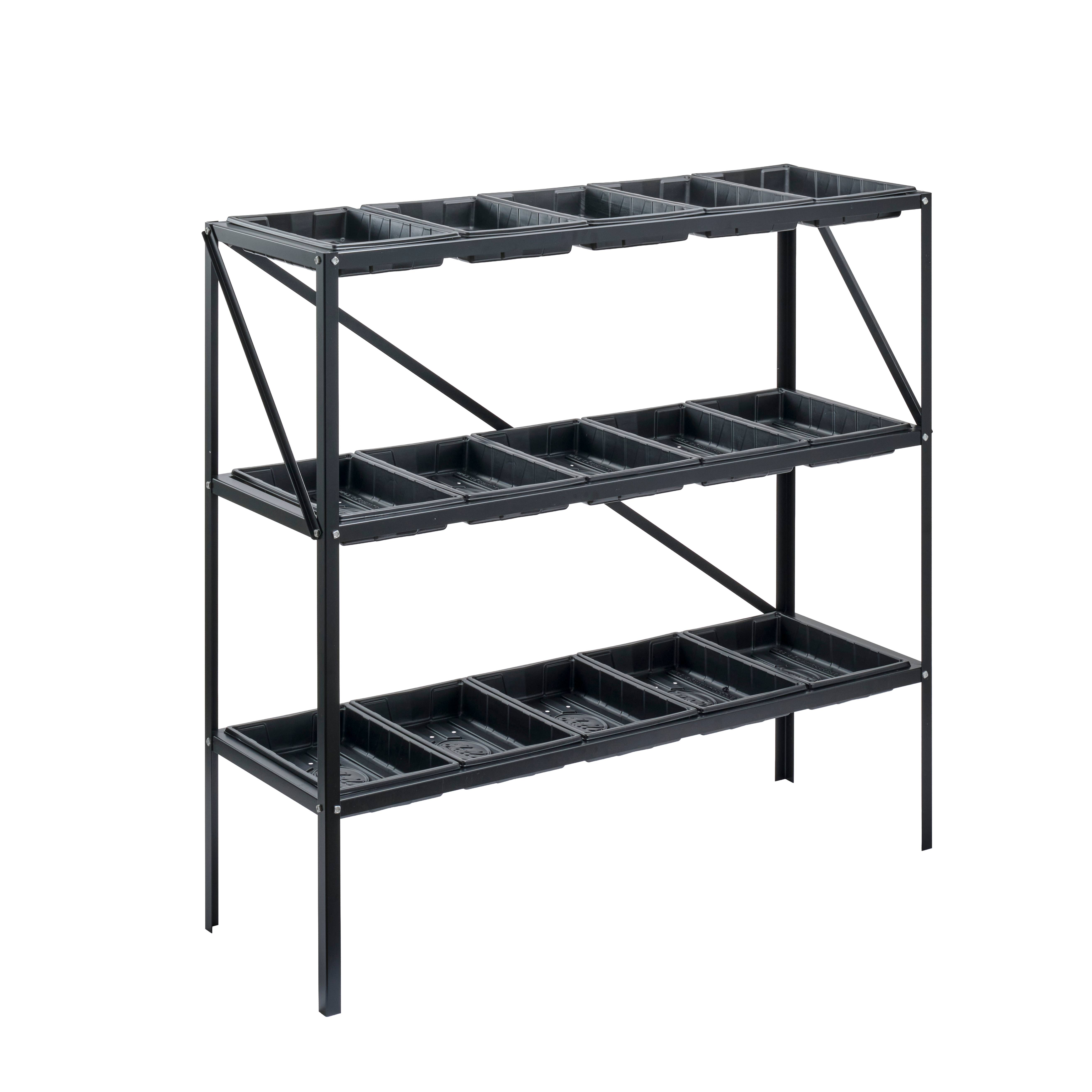 Halls - Halls Seed Tray Frame - 3 Tier - Black - Image 1