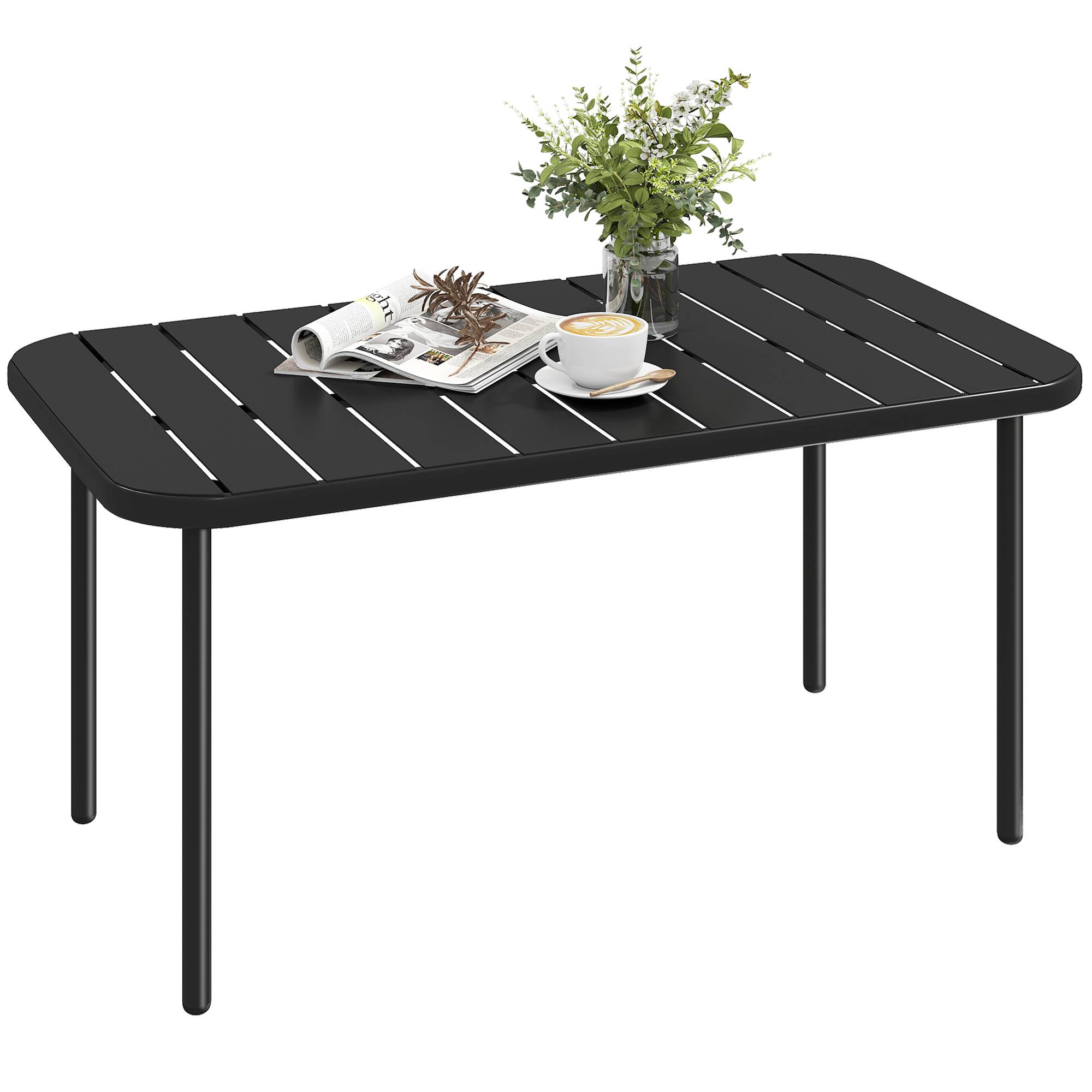 ComfortXL - Table basse de jardin rectangulaire acier noir 90 x 50 cm pour balcon et terrasse - ComfortXL Outdoor Living - Image 1