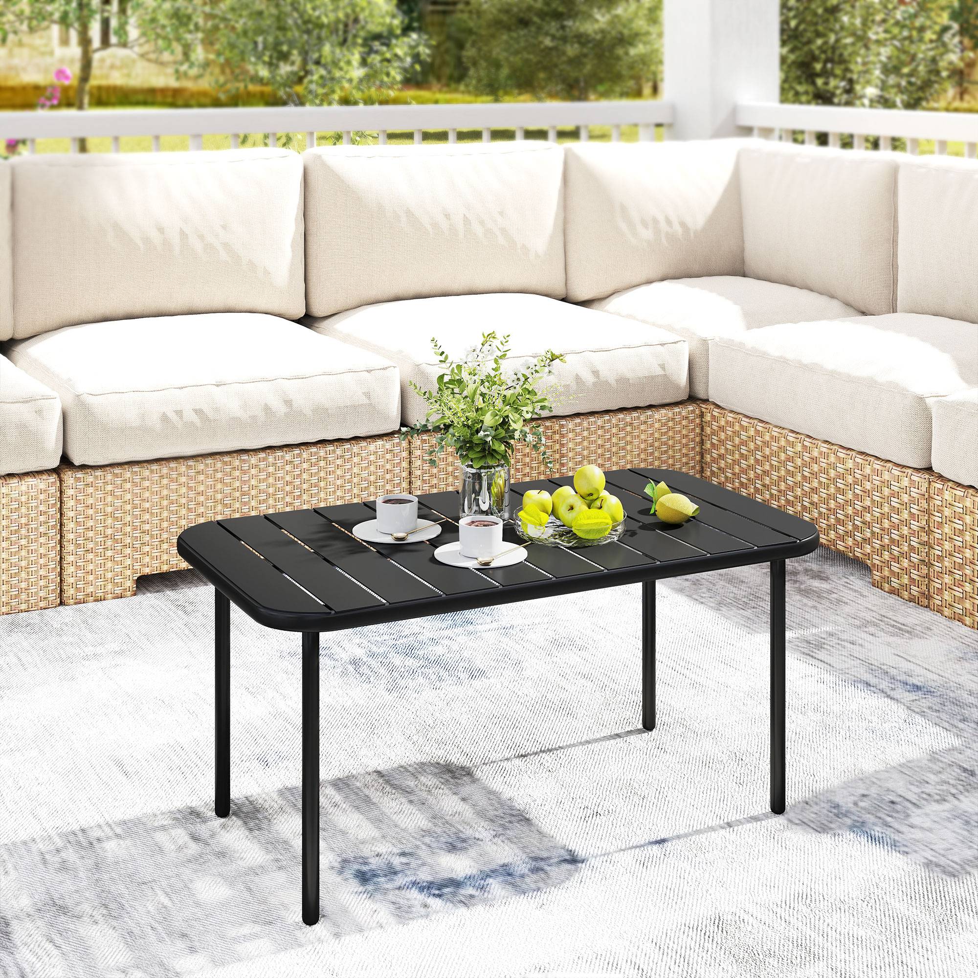 ComfortXL - Table basse de jardin rectangulaire acier noir 90 x 50 cm pour balcon et terrasse - ComfortXL Outdoor Living - Image 3