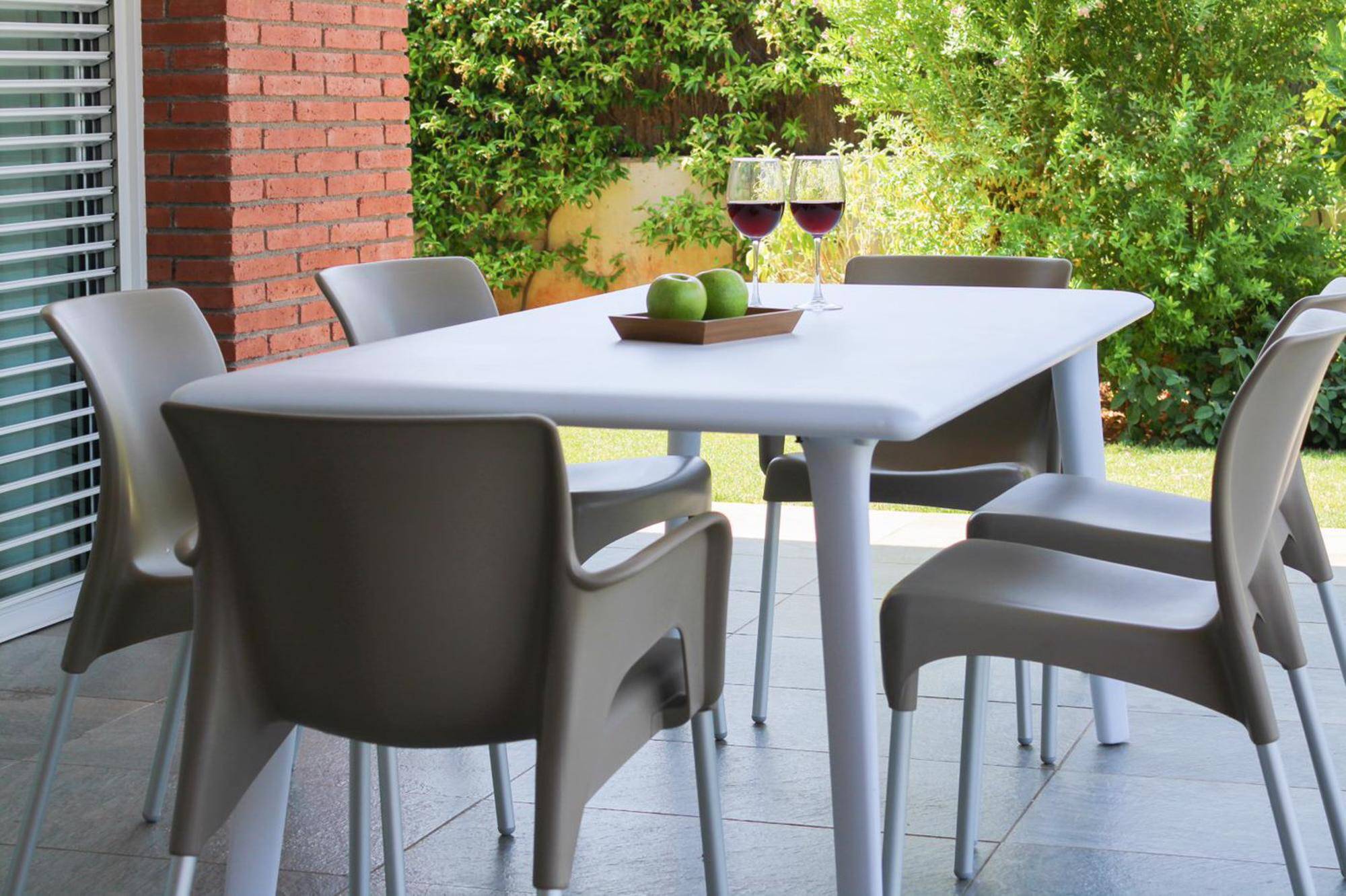 Table rectangulaire extérieur 160x90 blanc DESSA Resol - Image 8
