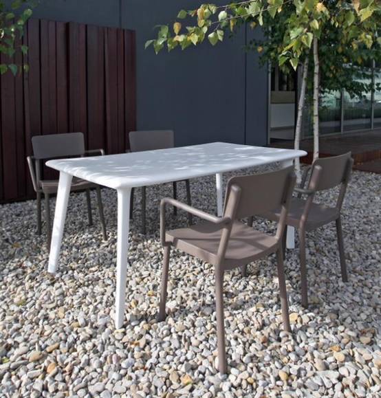 Table rectangulaire extérieur 160x90 blanc DESSA Resol - Image 7