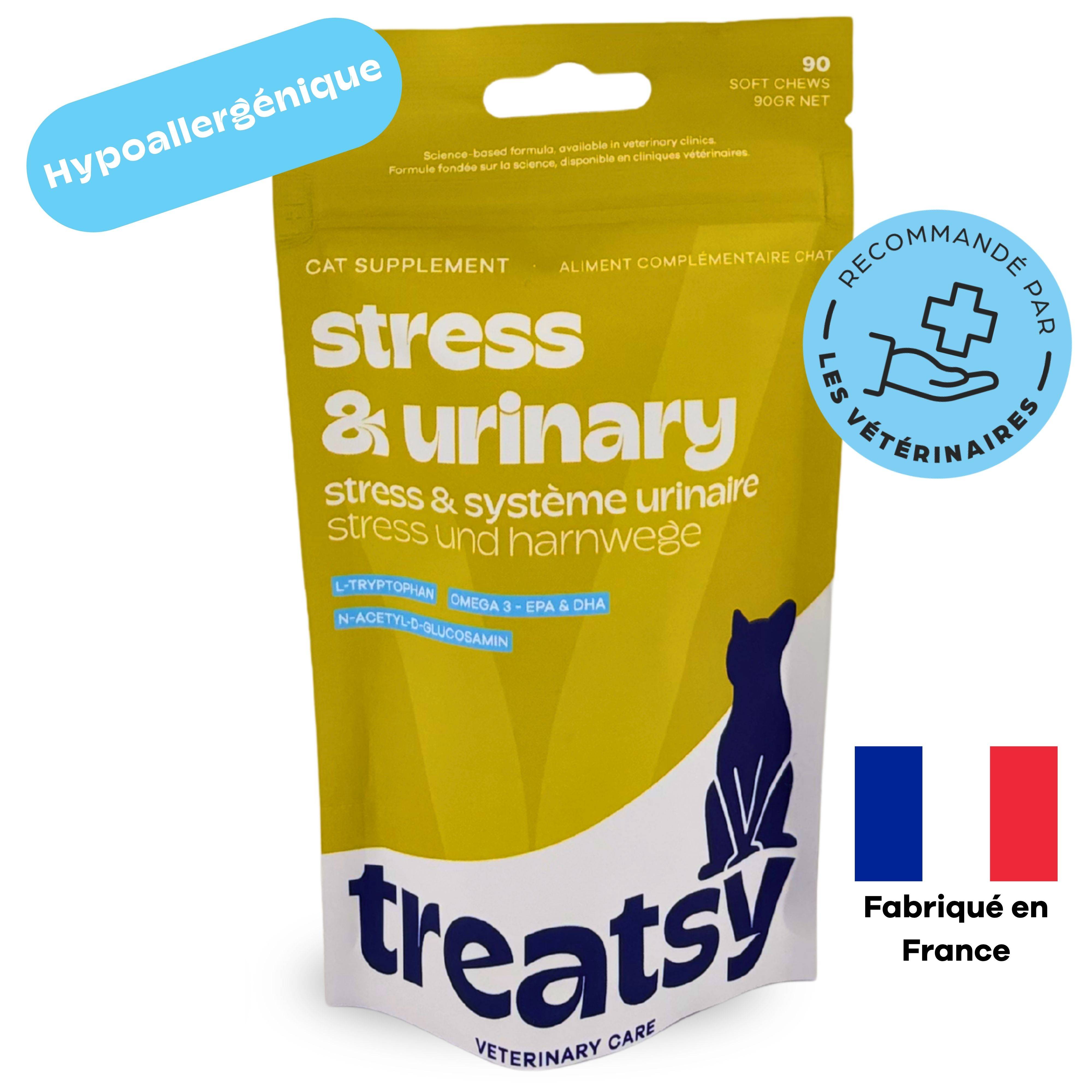 Bouchées Stress & Urinaire Chat – Complément Anti-Stress & Cystite Idiopathique Féline (CIF) – L-Tryptophane, Oméga-3, N-Acetyl-D-Glucosamine-Treatsy - Image 2