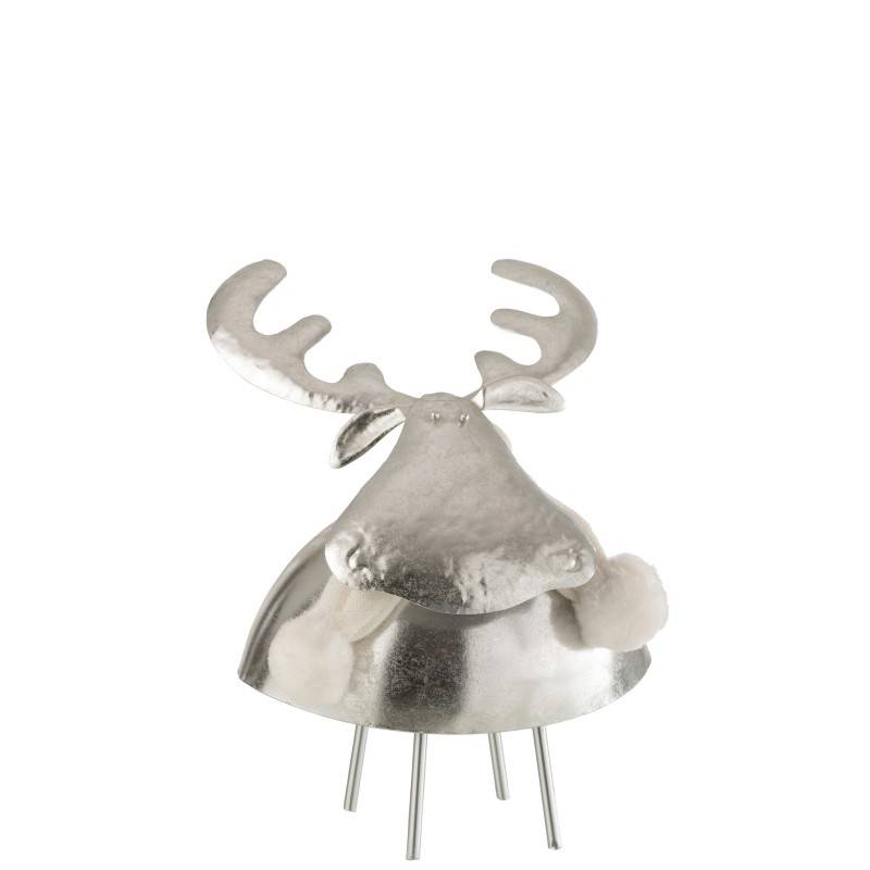 Cerf en métal argent 24x21.5x24.5 cm - J-Line - Image 1