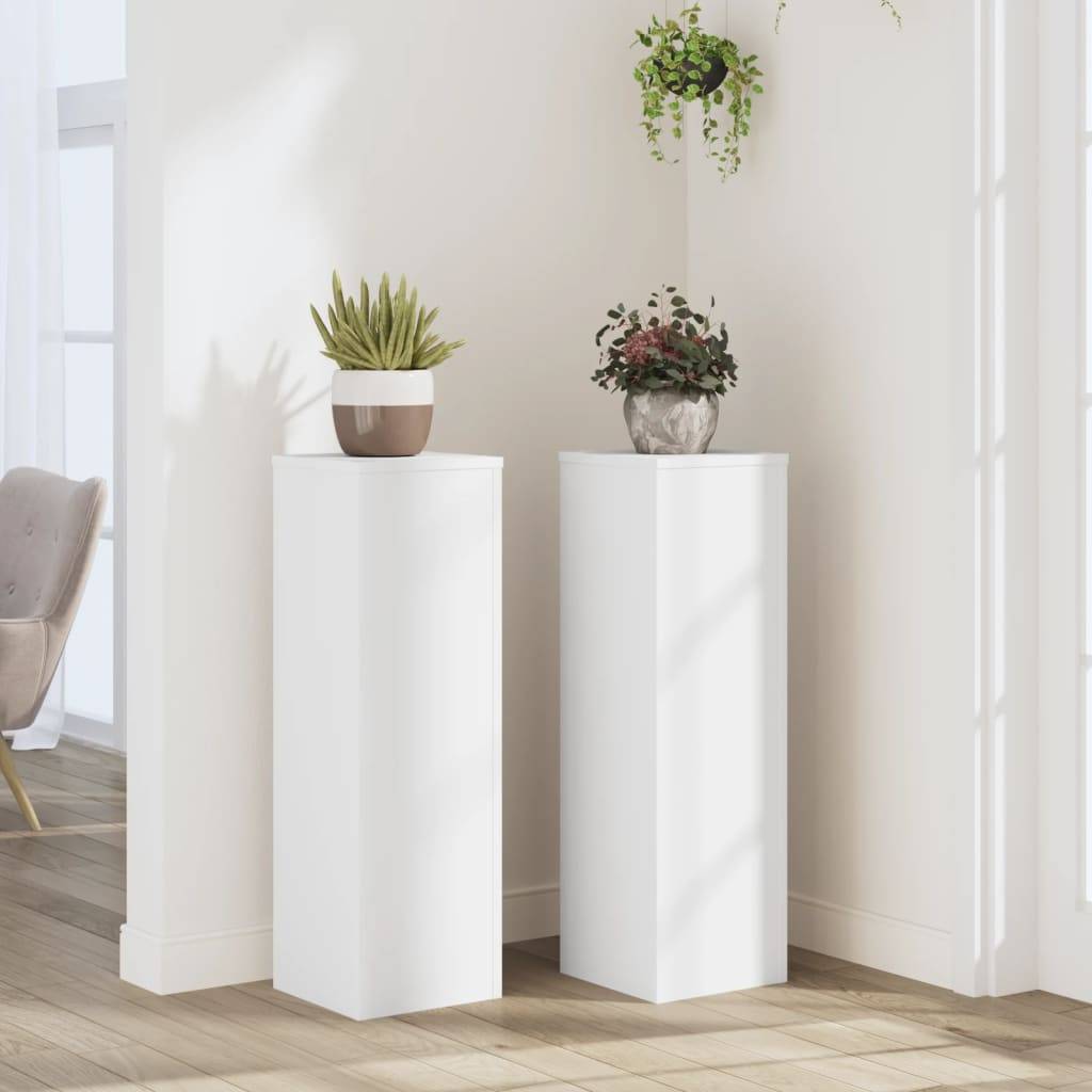 Vidaxl - Supports pour plantes 2 pcs blanc 25x25x80 cm bois d'ingénierie vidaXL 852942 - Image 1