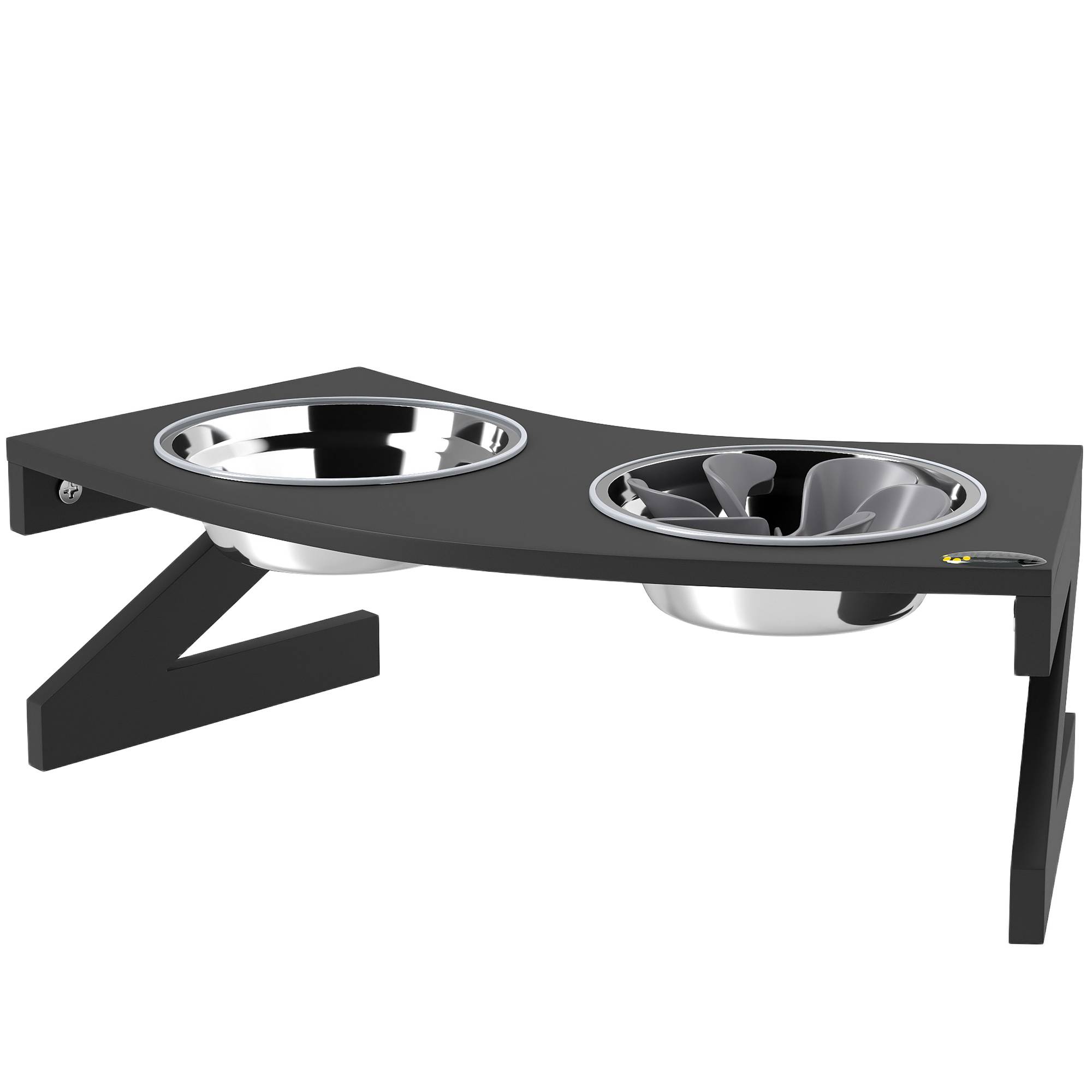Gamelle chien surélevée avec support gamelle pour chien avec 2 bols en acier inoxydable de 1L 52,5 x 30 x 16,5 cm noir - Image 2